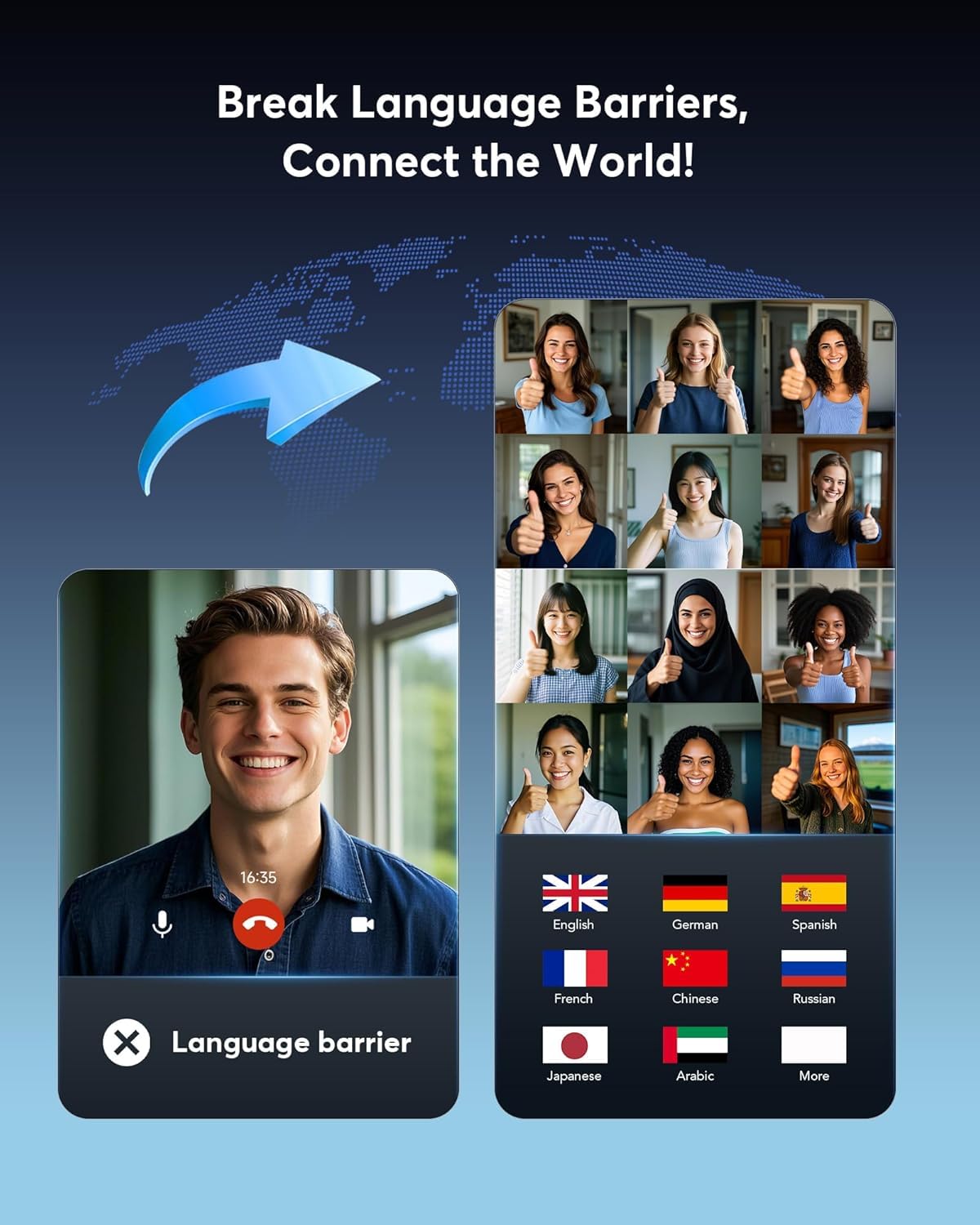 Paekole Translation Earbuds Real Time - AI 144 Language Translator Earbuds, Audifonos Traductores Inglés Español, 3-in-1 Translating Device, Translate Ear Buds for Travel Learning with Charging Case