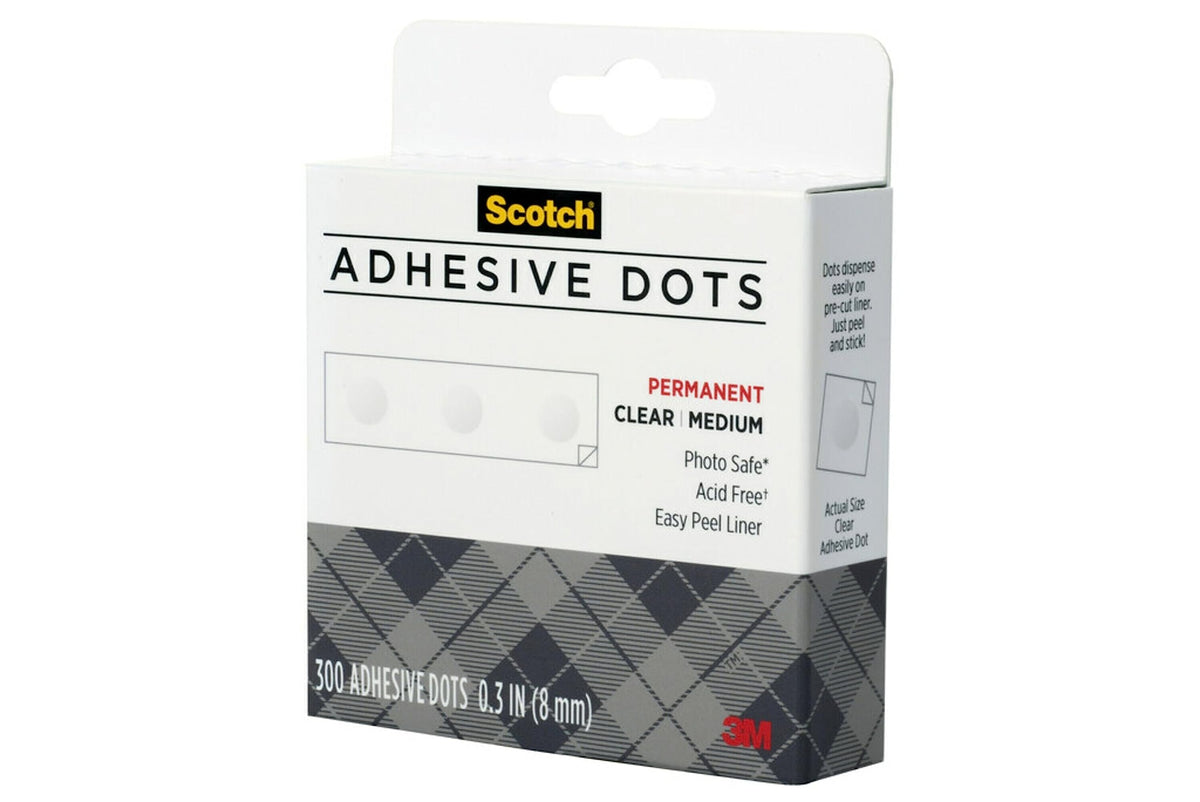 Scotch Adhesive Dots, Medium, 0.3 inches, 300 Dots/Pack, Easy Dispensing, Permanent, Photo-Safe, 1-Pack