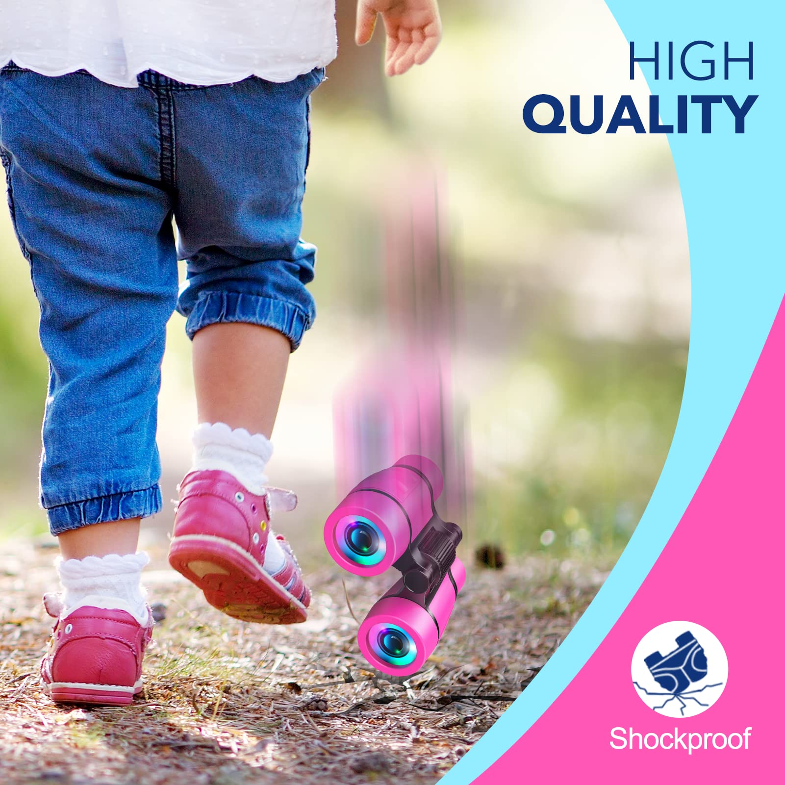 Toys for 3-7 Year Old Girls: LET'S GO! Binoculars for Kids Bird Watching|Hiking|Camping 4 5 6 7 8 Year Old Girl Boy Easter Birthday Gifts Outdoor Learning Toy for Kid Ages 4-6 Toddler Gift Stuffers