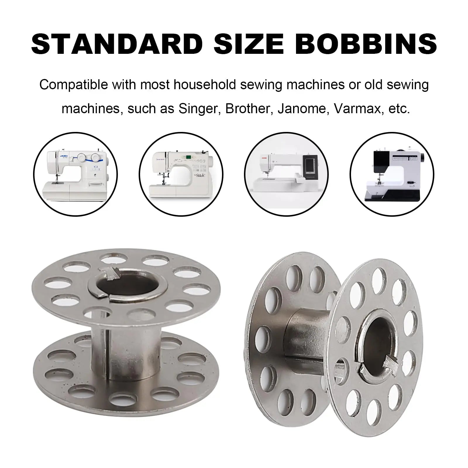Metal Sewing Machine Bobbins, 28 PCS Universal Sewing Machine Bobbins, Compatible with Singer, Brother, Janome, Bernina, Toyata, etc. (28 PCS)