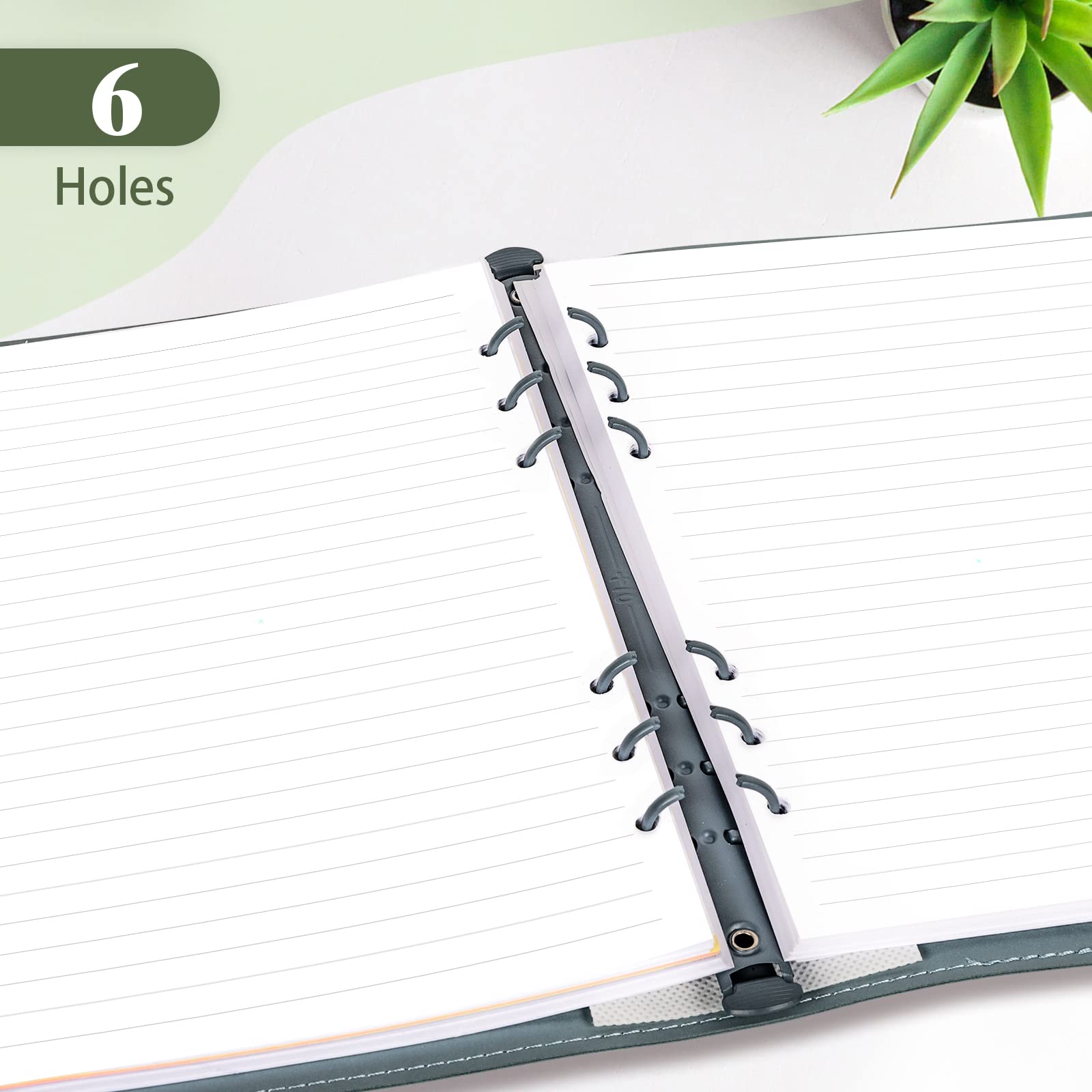 A5 Refill Paper for Planner Inserts, 6 Ring Loose Leaf Lined Paper With Binder Dividers, 240 Pages for Budget Planner Journals Notebook (White Paper)