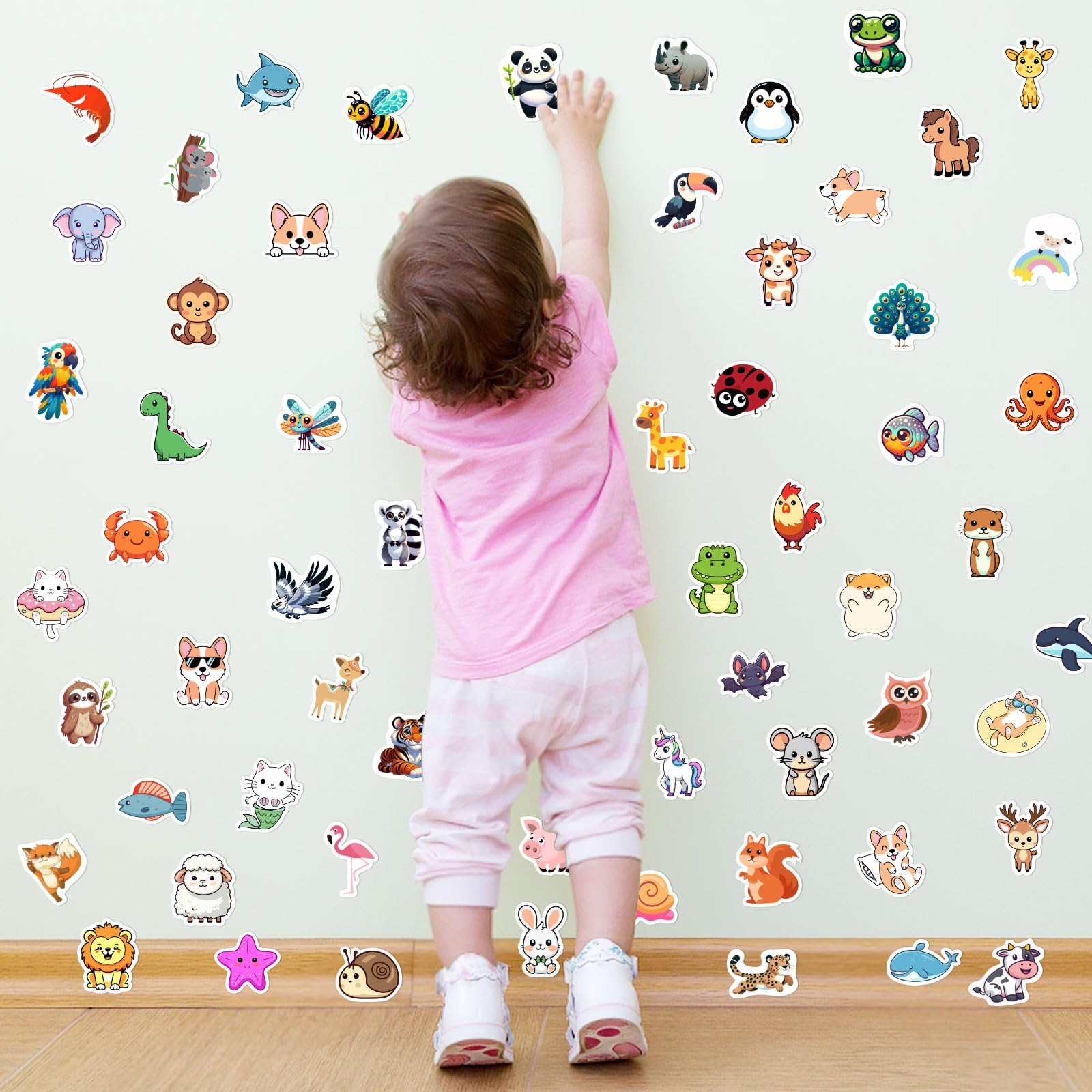 RINOLY 100 PCS Water Bottle Stickers for Kids,Waterproof Vinyl Animal Stickers for Kids,Skateboard,Laptop Stickers for Girls Boys Classroom Prizes
