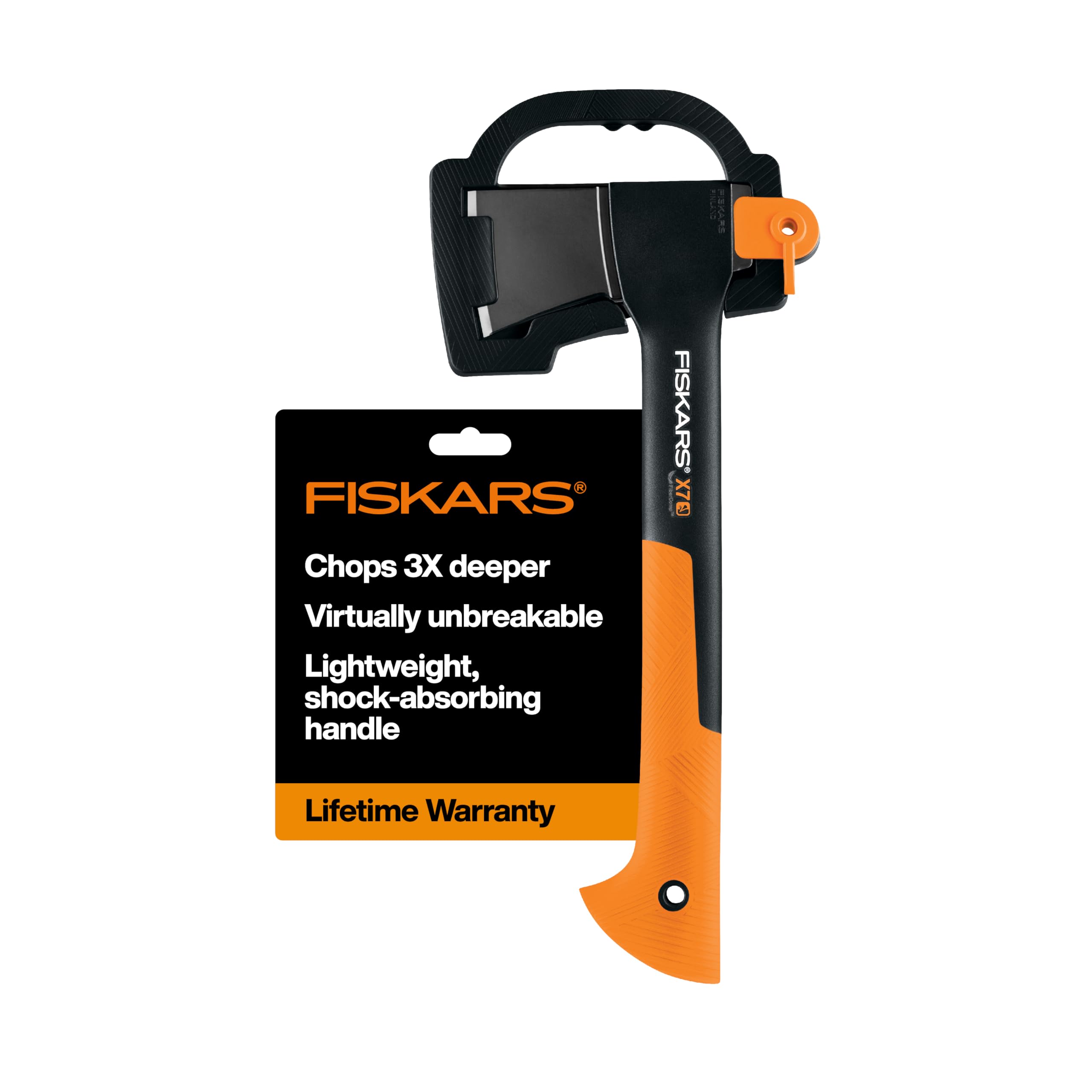 Fiskars X7 Spaltaxt, leichte Spaltaxt für kleines bis mittleres Anzündholz mit patentierter Klinge und stoßdämpfendem FiberComp-Griff, Gartenwerkzeug, 35,5 cm, 0,68 kg