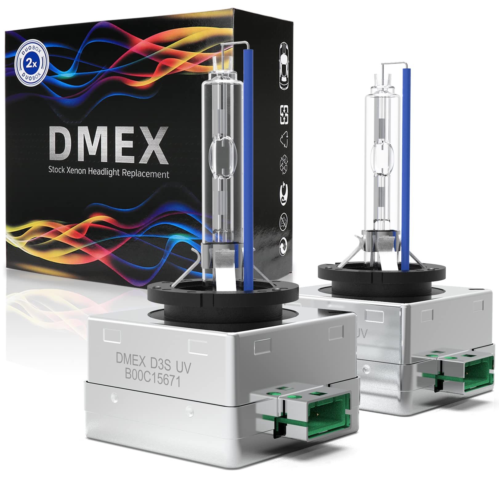 DMEX D3S HID Headlight Bulbs Xenon 6000K Cool White 35W Replacement 66340 42403 42302 Headlamp - Pack of 2(Not fit Halogen Headlight Assembly)