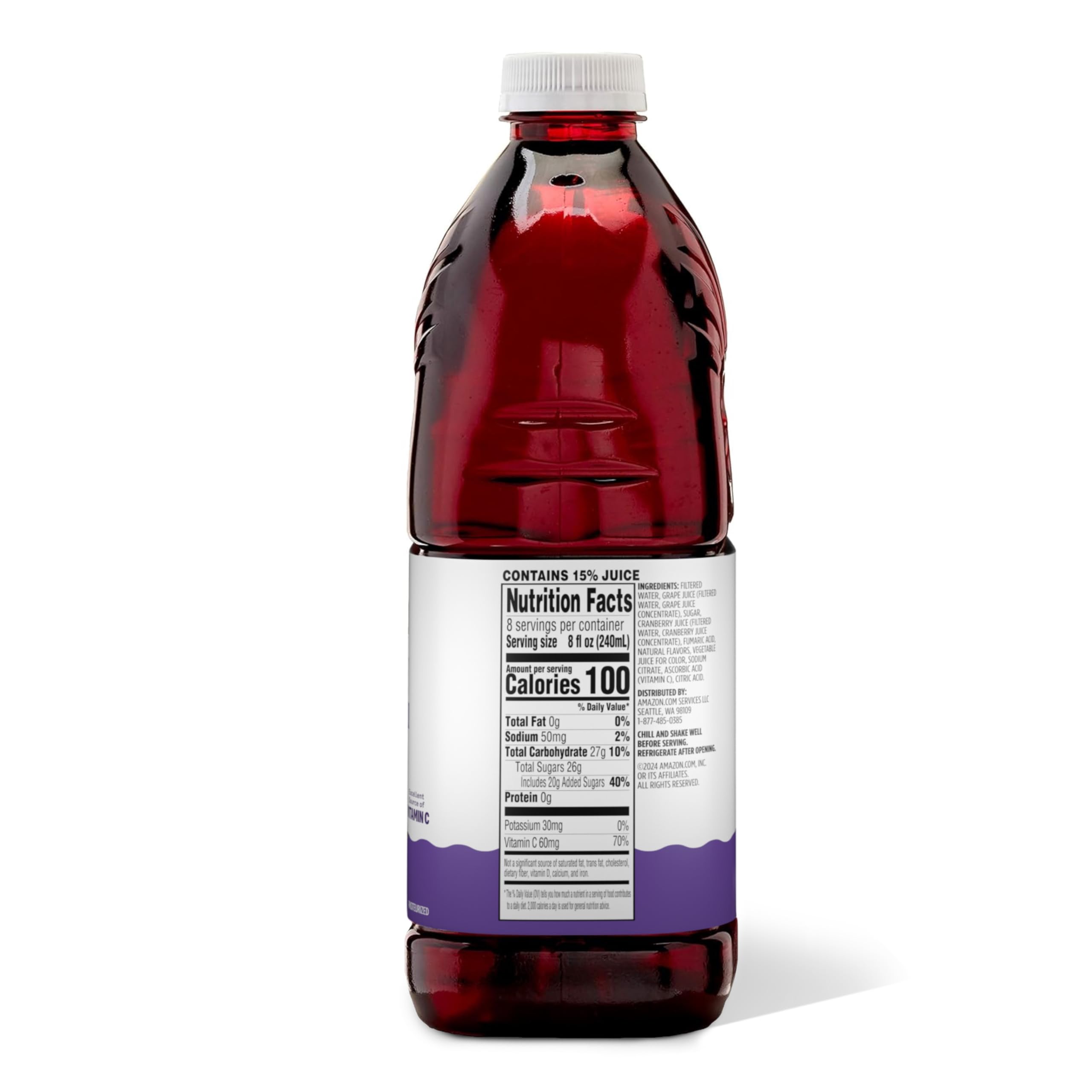 Amazon Grocery, Grape Cranberry Juice Cocktail, 64 Fl Oz (Previously Happy Belly, Packaging May Vary)