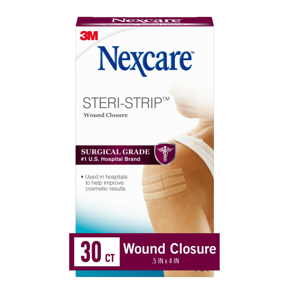 Nexcare Steri-Strip Wundverschlussstreifen, atmungsaktive Streifen halten kleine Wunden fest verschlossen, ideal nach Nähten oder Klammern – 30 Wundverschlussstreifen