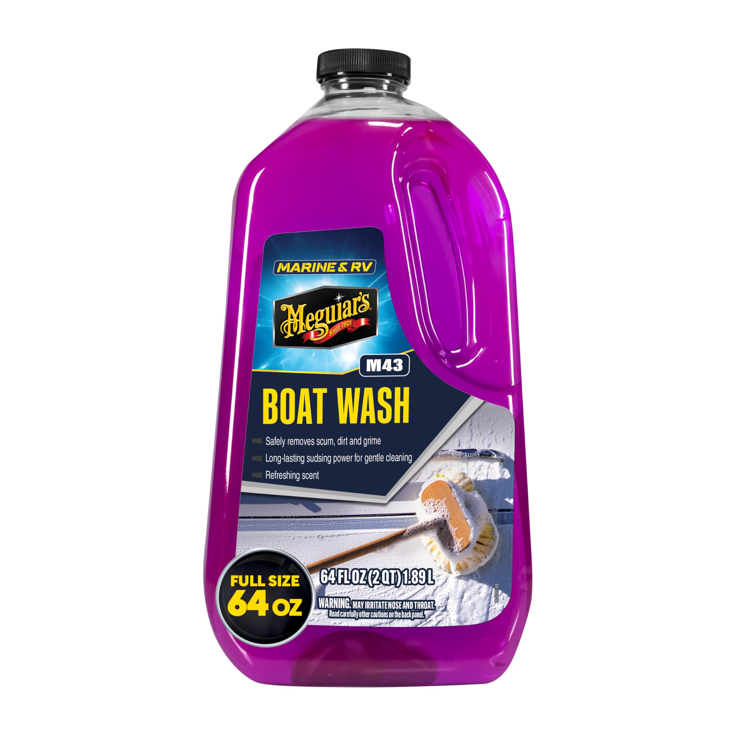 Meguiar's M43 Marine/RV Bootswaschmittel, pH-neutraler Boot-/Wohnmobilreiniger zum Schutz von Glasfaser und Gelcoat, streifenfreier Glanz, der Oberflächen sauber und geschützt hält, 1,9 L