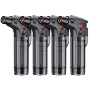 Torch Lighters, 4 Pack, Butane Refillable Jet Flame Torch Lighter, Windproof, Safe, Multi Utility Lighter for Candles, Fireplaces, Campfires, Grill (Without Butane)