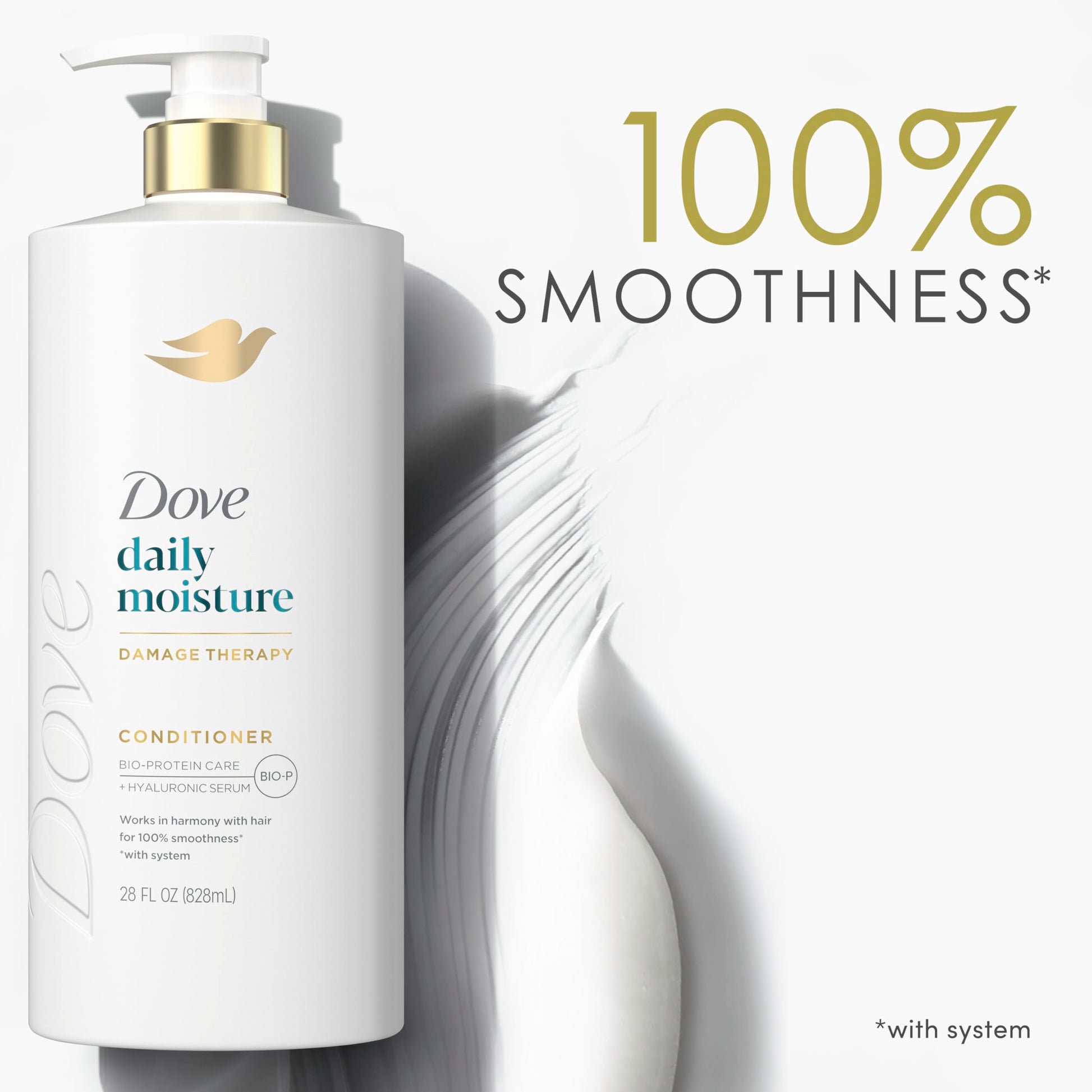 Dove Conditioner Daily Moisture for Dry Hair with Bio-Protein Care Technology and Hyaluronic Serum 28 Fl Oz