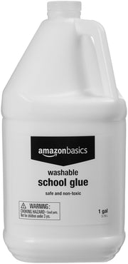 Amazon Basics All Purpose Washable School Craft Liquid Glue for Making Slime, White, Single Pack, 1 Gallon