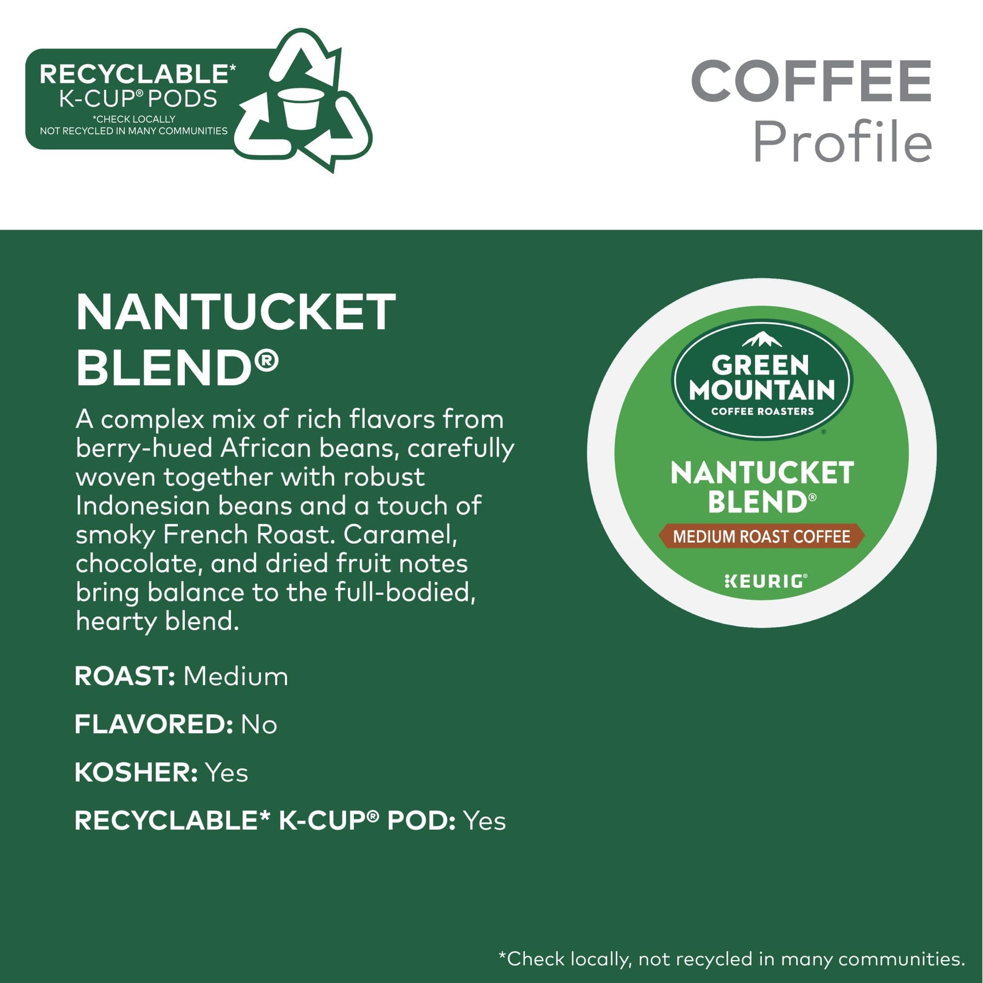 Green Mountain Coffee Roasters Nantucket Blend Keurig Single-Serve K-Cup Pods, Medium Roast Coffee, 96 Count