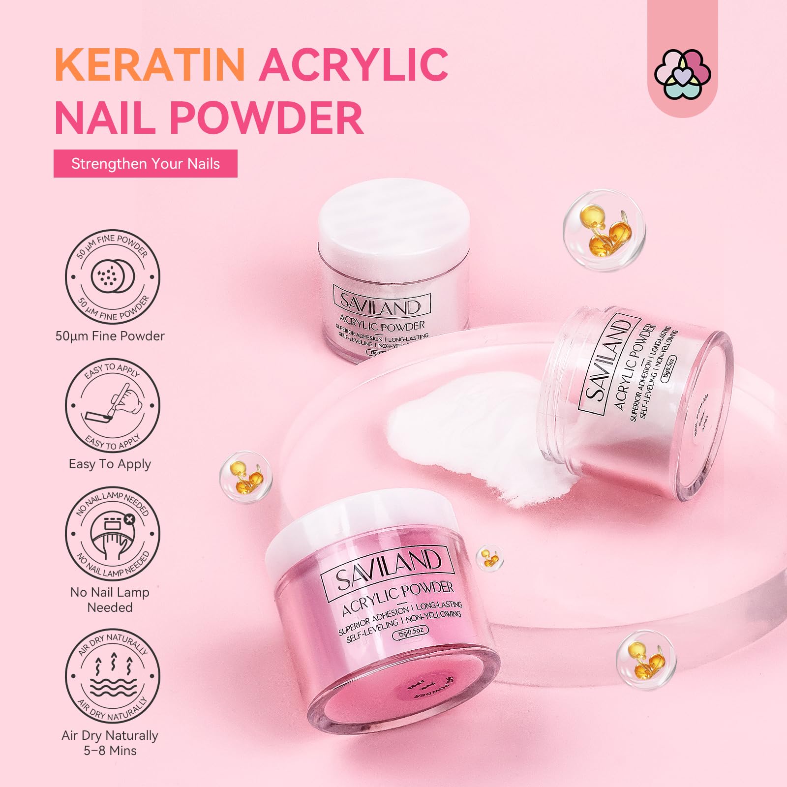 SAVILAND Acrylic Nail Kit with Drill: Professional Nail Kit Acrylic Set for Beginners with Everything Gel Polish U V Light Decorations for Home Salon Gift Set