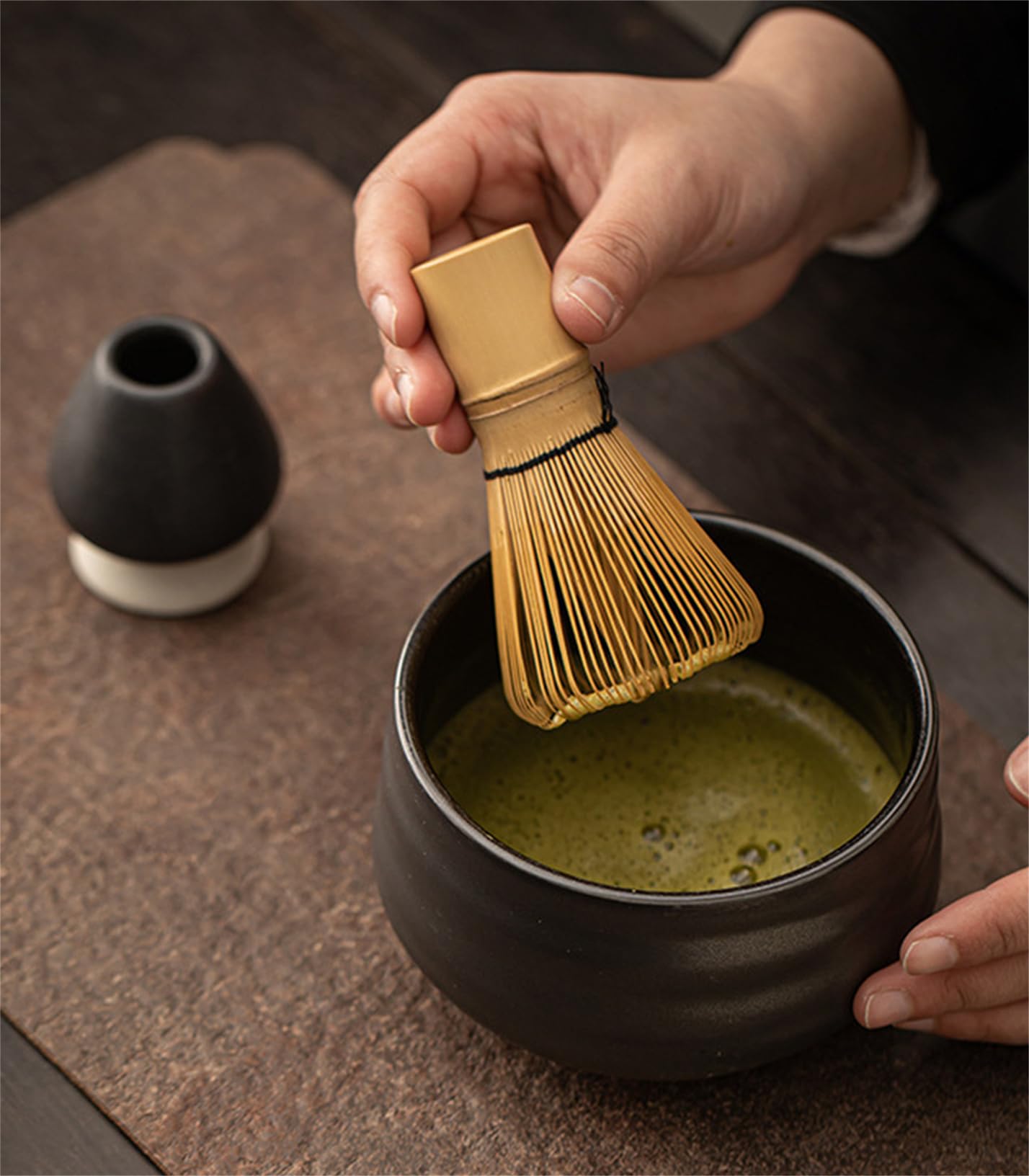 Matcha Whisk - Bamboo Whisk for Matcha Powder, Handcrafted Organic Traditional Japanese Chasen, 100-Prong Matcha Stirrer Wisk Mixer Brush for Authentic Tea Preparation