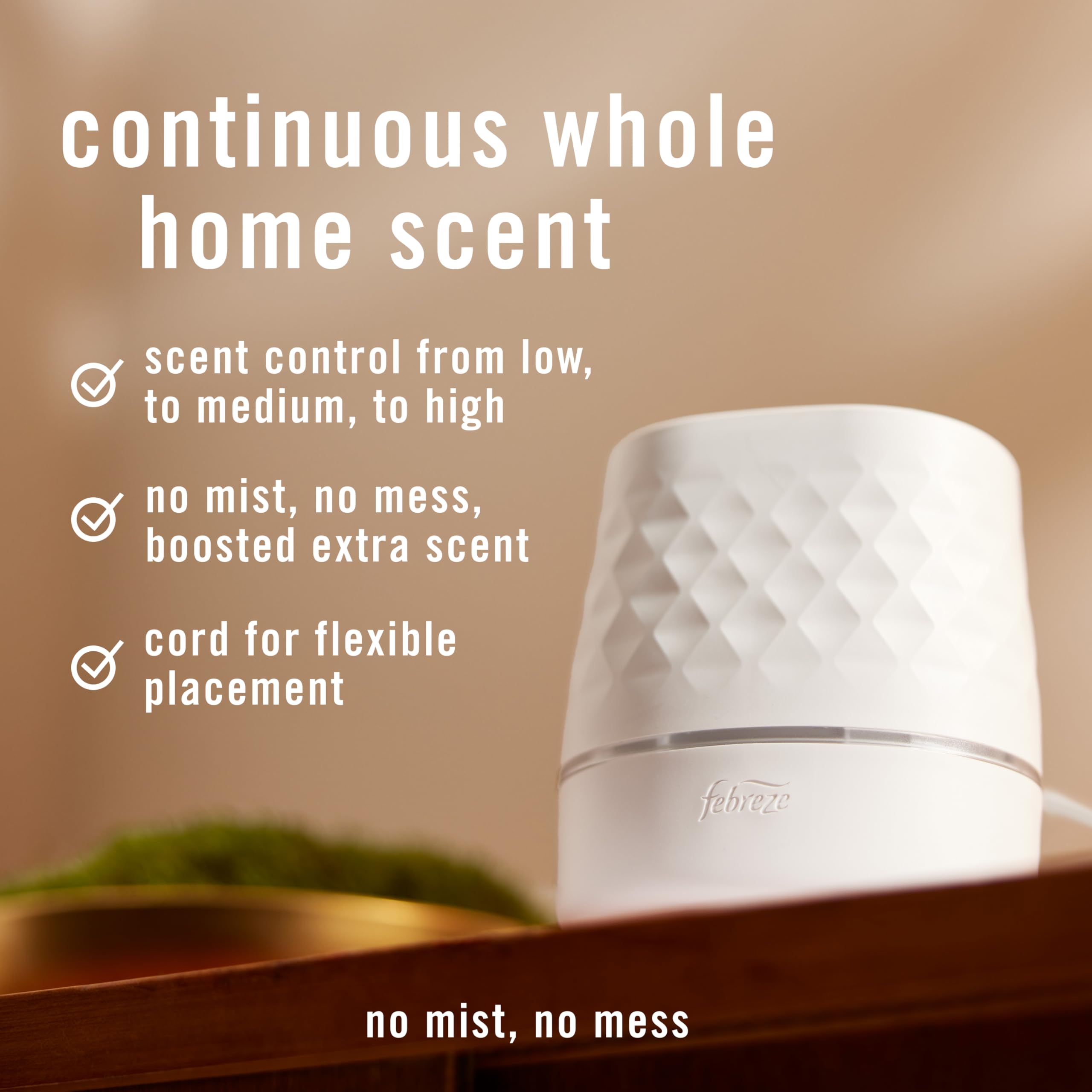 Febreze Plug Scent Booster Continuous Scent Device Oil Diffuser, Compatible with Febreze Air Freshener Plug in Refills