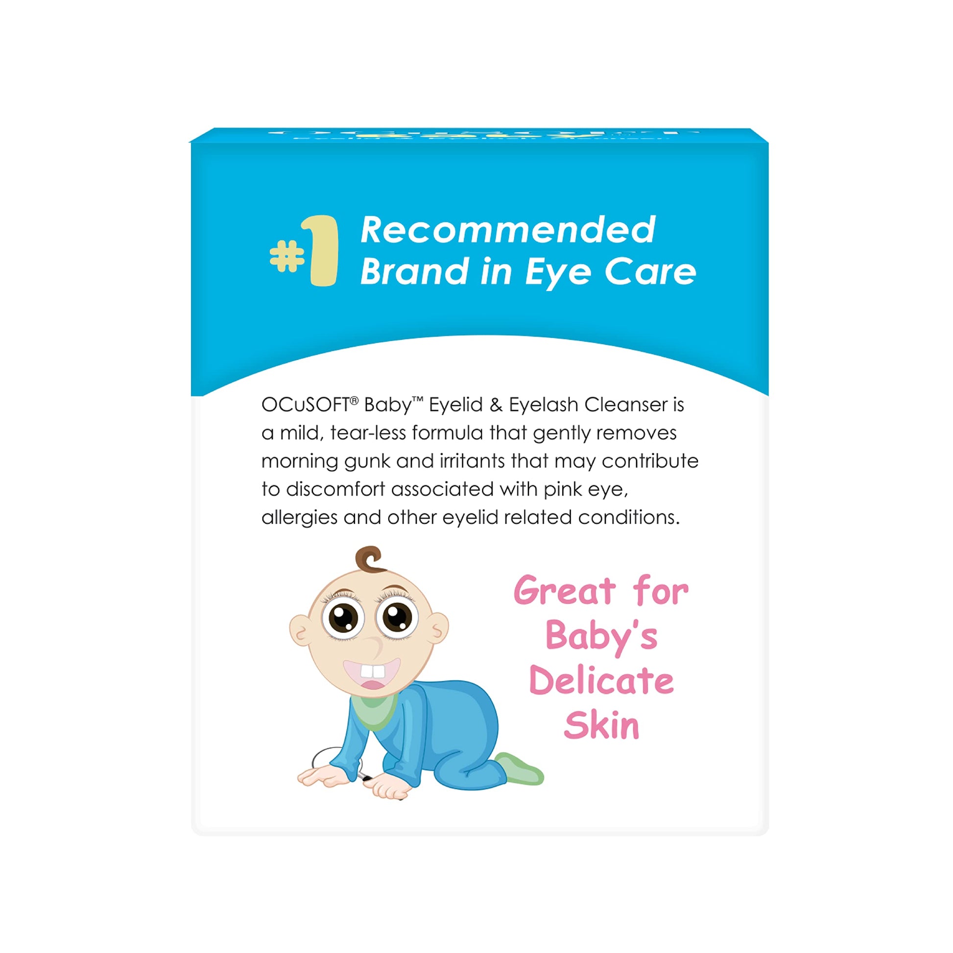 OCuSOFT Baby Eyelid and Eyelash Cleanser, Pre-Moistened Towelette, White/Blue 20 Count