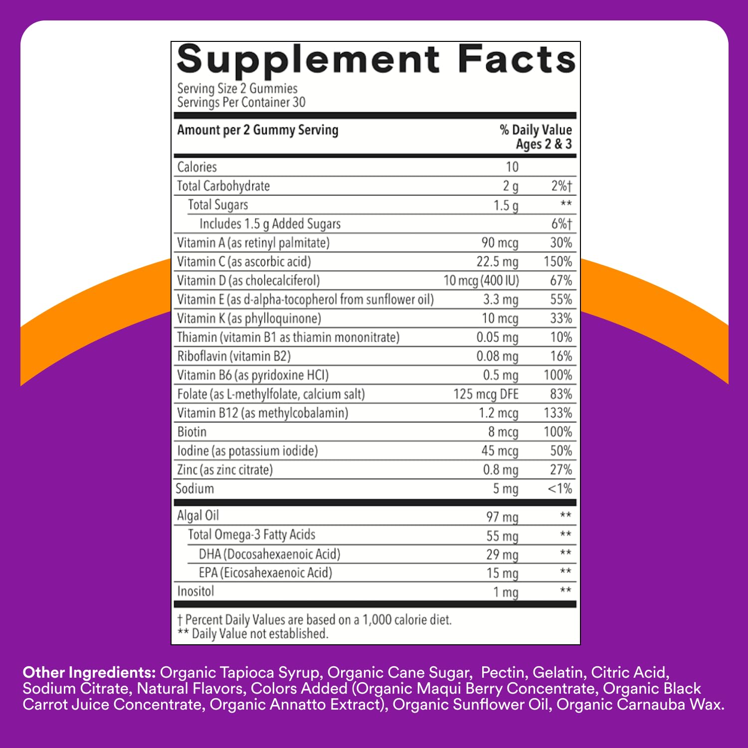 SmartyPants Toddler Multivitamin Gummies - Improved Formula: Omega 3 (DHA/EPA), Vitamins D3, C, Vitamin B12, B6, A, K & Zinc, Biotin, Gluten Free, Three Fruit Flavors, 60 Count (30 Day Supply)