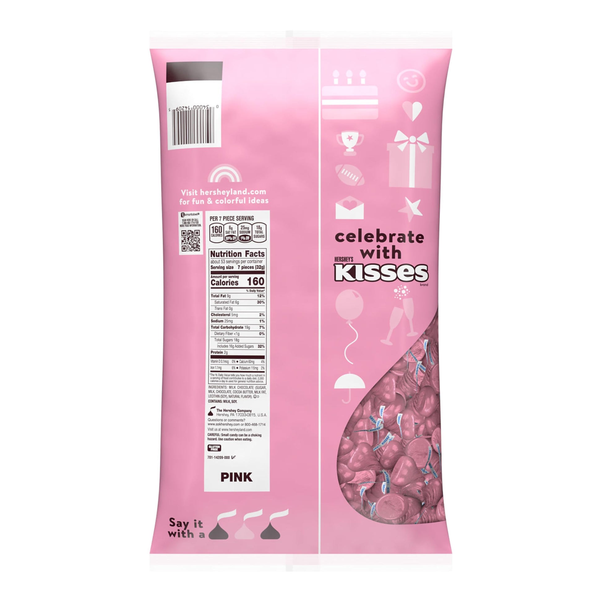 HERSHEY'S KISSES Milk Chocolate Candy Bulk Bag, 60 oz