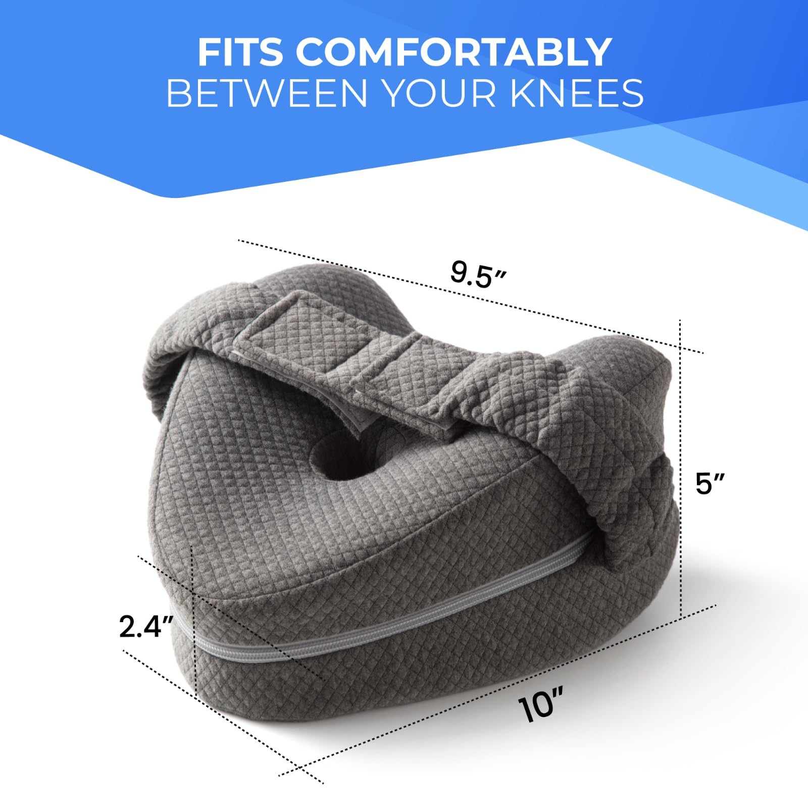 TULARIS Knee Pillow for Side Sleepers Hip Pain - Between Leg Pillow for Side Sleeping - Sciatica Pain Relief Support for Lower Back, Knees, Joints, and Spine