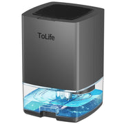 ToLife Dehumidifiers for Home 30 OZ Water Tank with Auto-Off 500 sq.ft Portable Small Dehumidifier for Bathroom Bedroom RV Closet Room 7 Colors LED Light, Gray