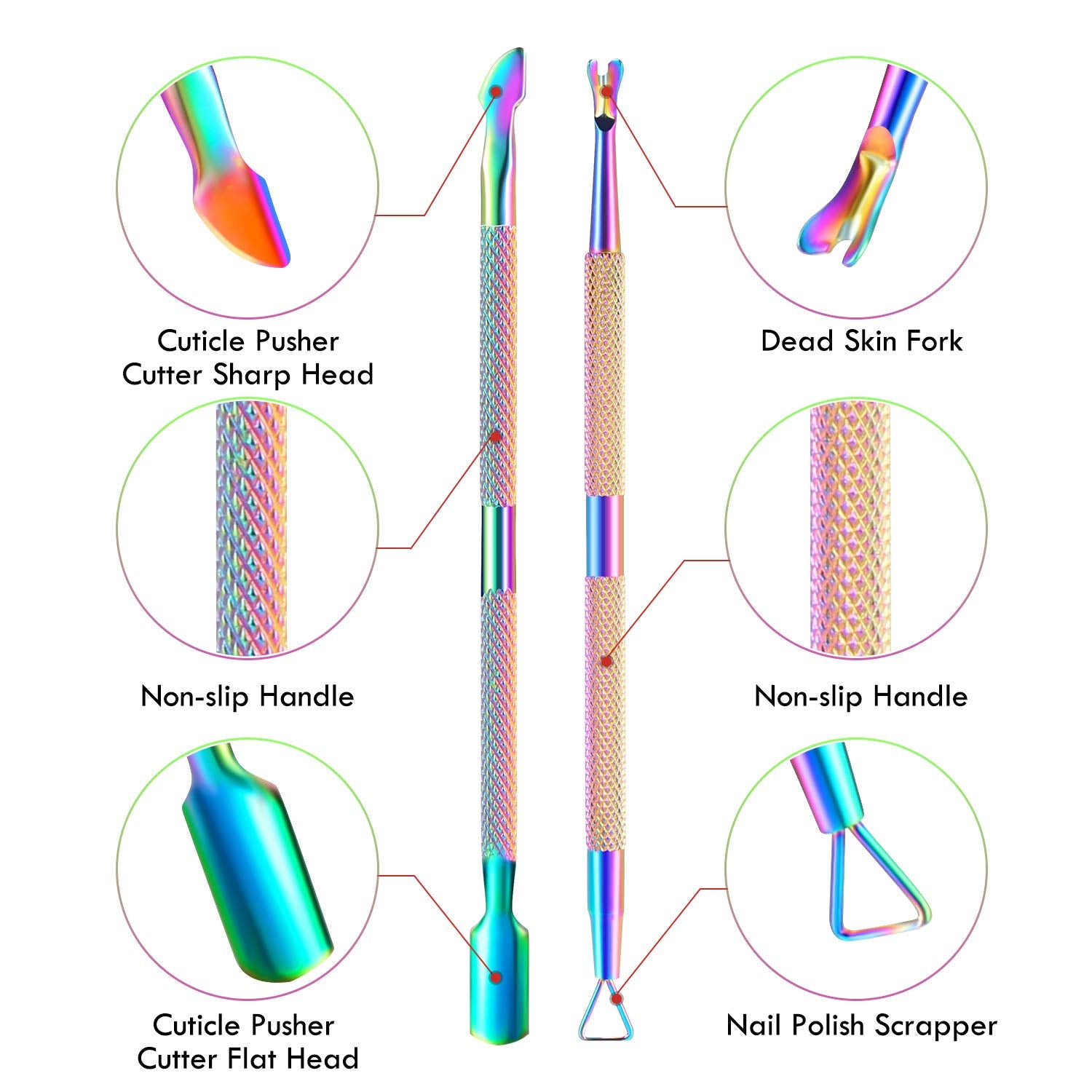 Cuticle Trimmer Cuticle Remover with Cuticle Pusher, XUNXMAS Professional Stainless Steel Durable Pedicure Manicure Tools Cutter Nipper Scissor Clipper for Fingernails and Toenails Dead Skin