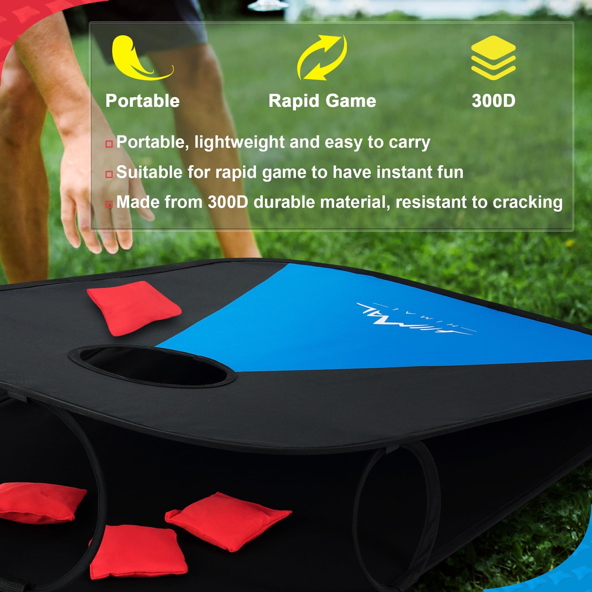 Himal Collapsible Portable Corn Hole Boards with 8 Cornhole Bean Bags (3 x 2-feet)