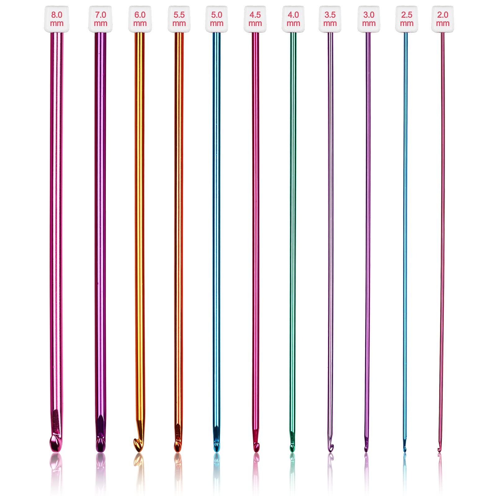 Coopay Long Crochet Hook Set, 11pcs Tunisian Multicolor Afghan Crochet Needles for Crocheting, 2mm(B)-8mm(L), Great Knitting & Crochet Supplies Tool for Beginner, Crocheter & Knitter