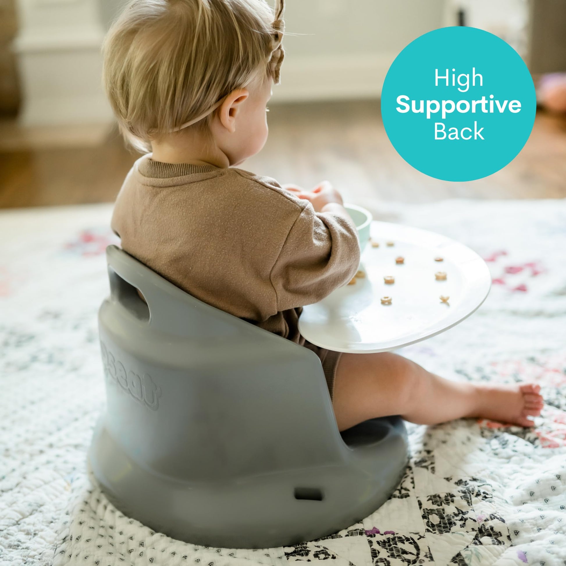 Upseat – The Original Ergonomic Baby Floor & Booster Seat with Tray, Developed with Physical Therapists for Upright Posture & Healthy Hip Development, 4–24 Months, Dishwasher-Safe Extra-Large Tray