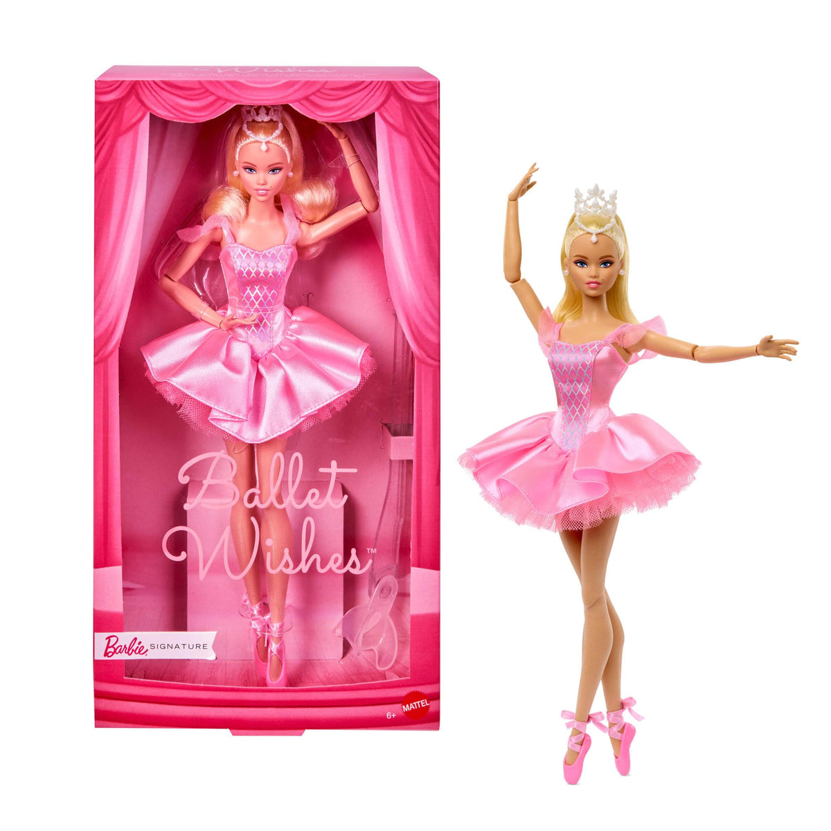 Barbie Signature Ballet Wishes Puppe, Sammelpuppe in seidigem, rosa Tutu mit blondem Haar und Geschenkverpackung