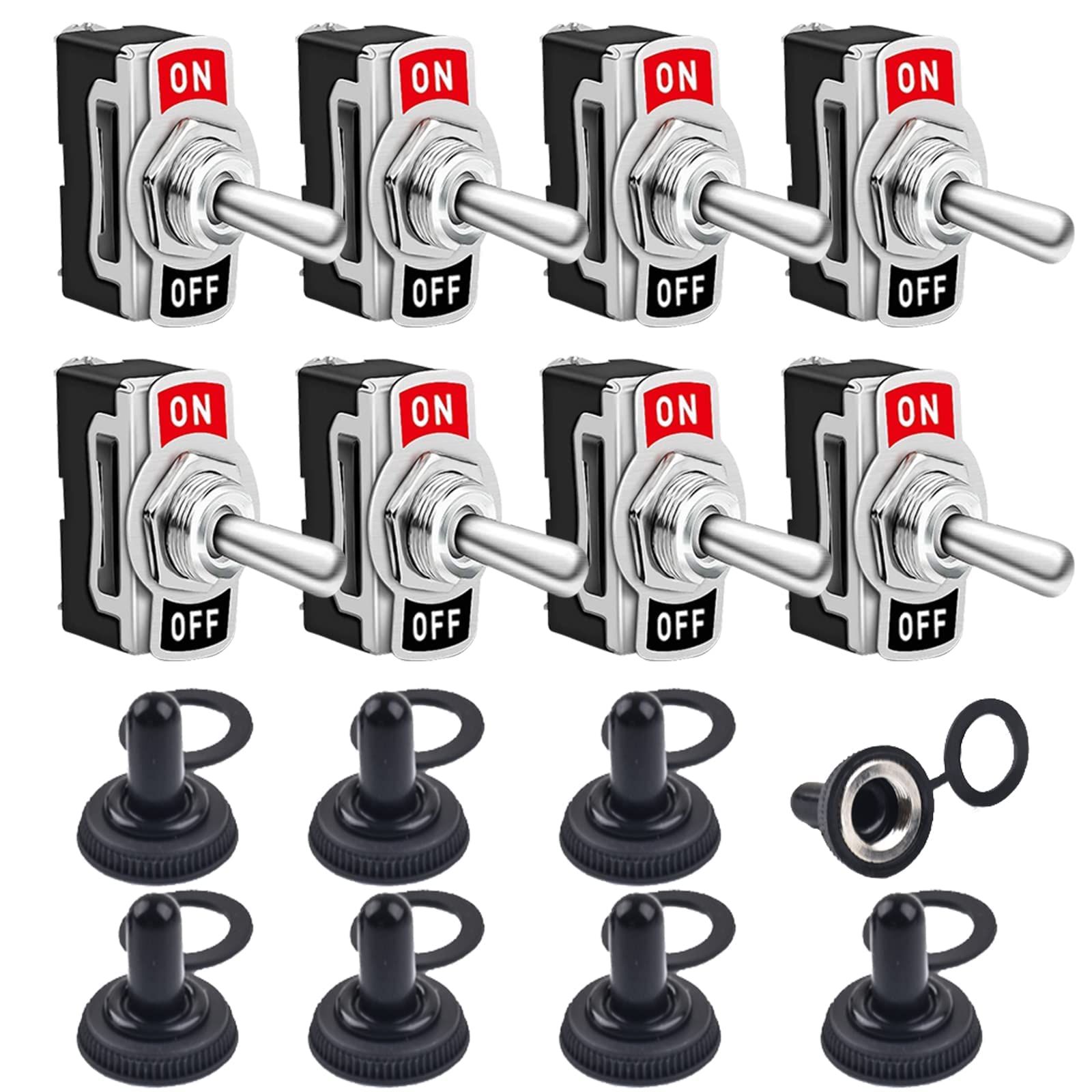 COROTC Kippschalter, 8er-Pack 2-polige EIN/AUS SPST Kfz-Wippschalter, 20A 12V Hochleistungs-Wasserdichter Kippschalter