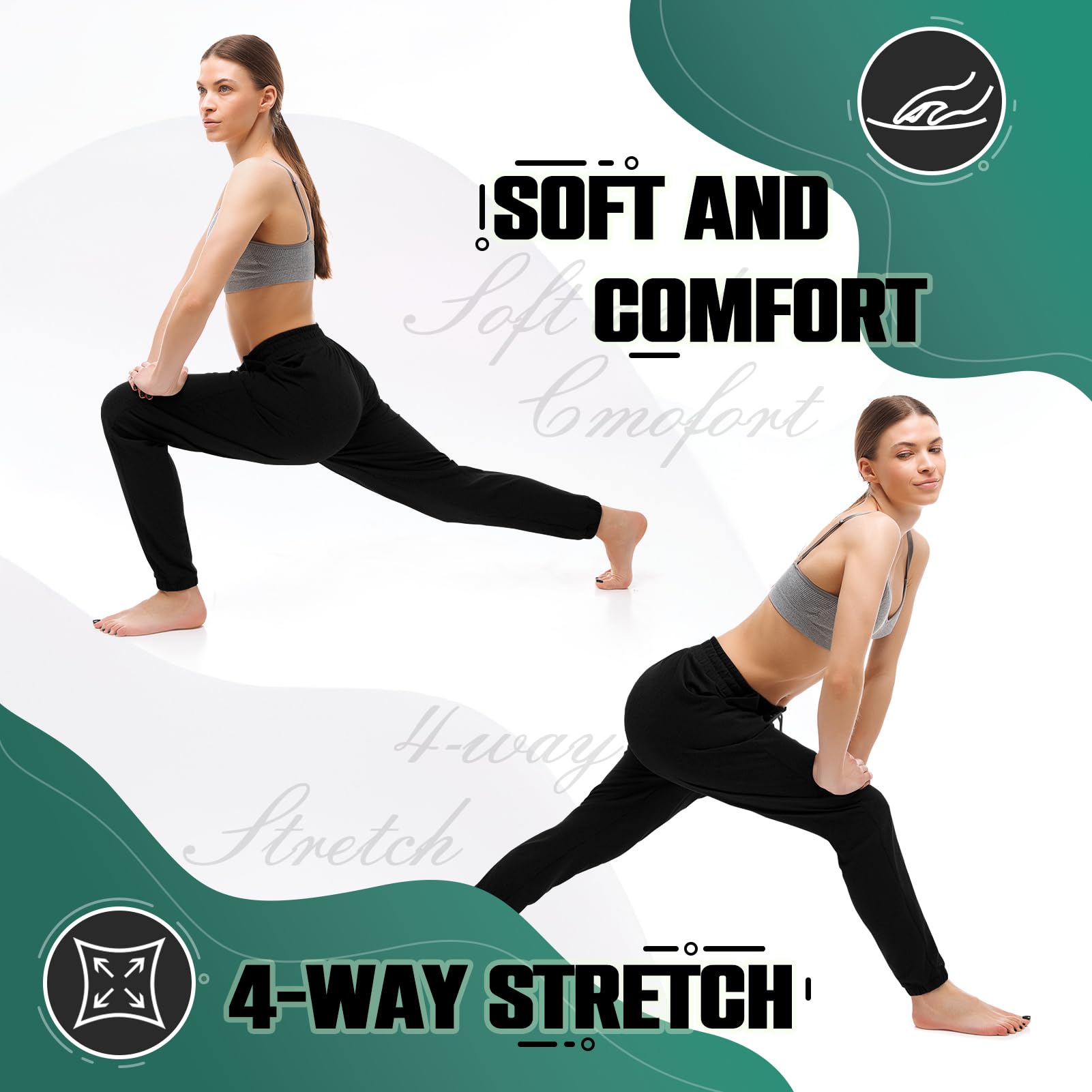 Walifrey Womens Joggers with Pockets, Drawstring Sweatpants Women for Lounging Jogging Gym and Workout Black,1 Pack Black L