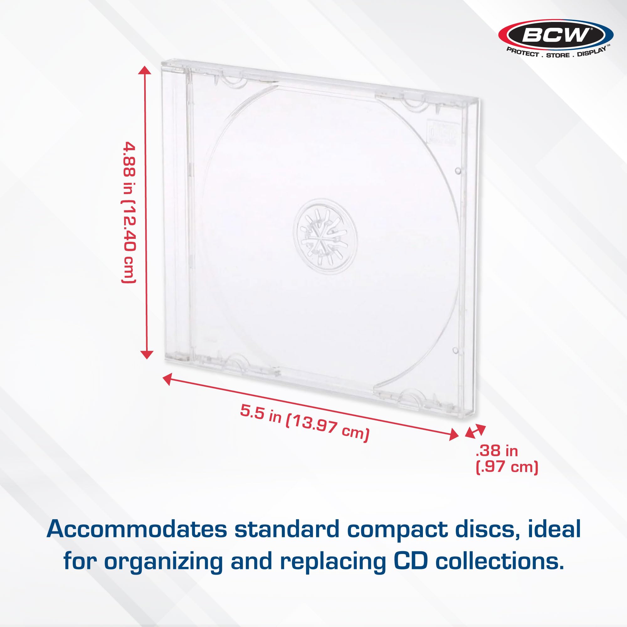 BCW CD Jewel Cases - 10 Pack | Clear CD Cases for Standard Discs | Durable Plastic Storage and Replacement Jewel Case