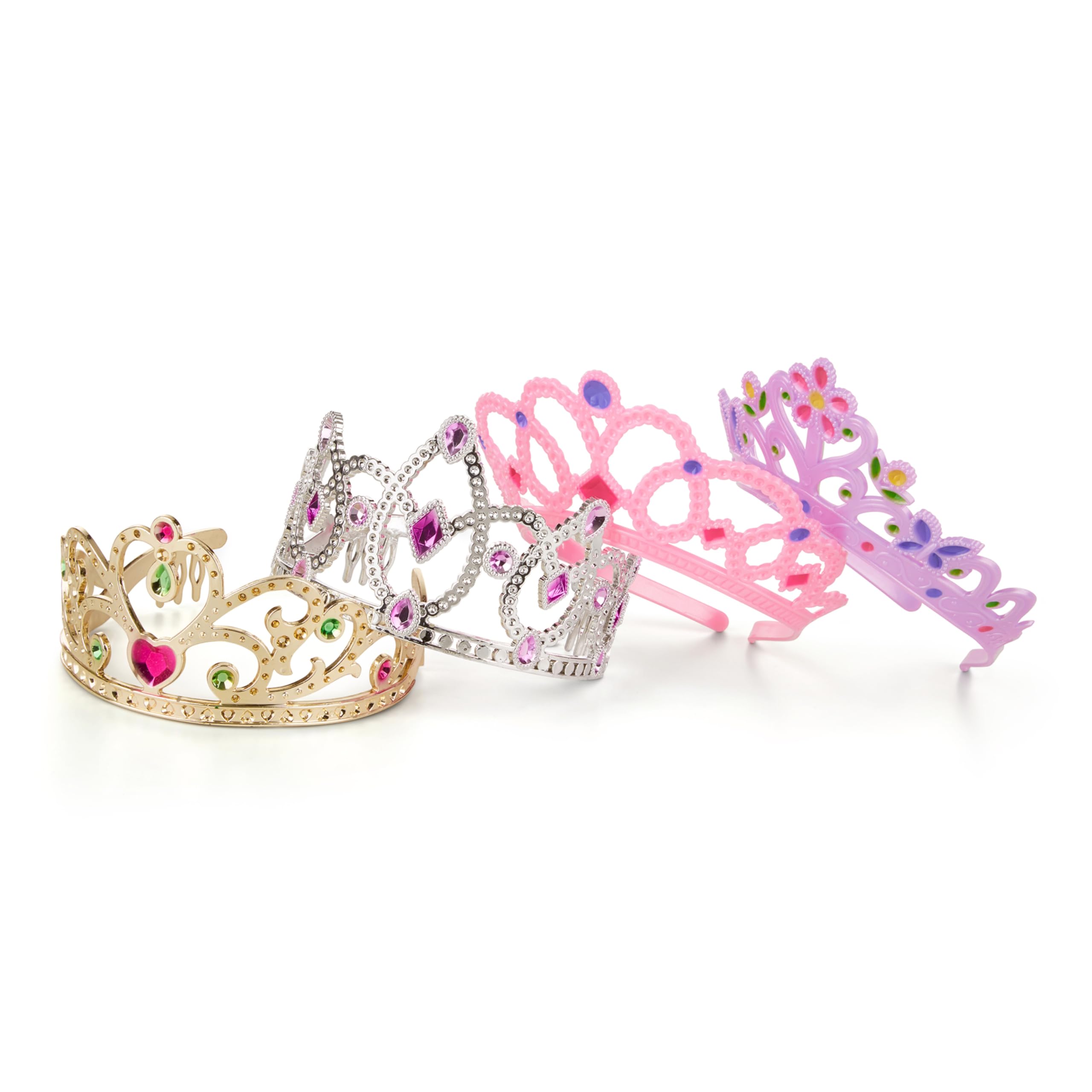 Melissa & Doug Dress-Up Tiaras Play Set for Kids (4-Piece) – Pretend Princess Crowns for Costume Role Play – Preschool Jewelry Toys for Girls Ages 3+