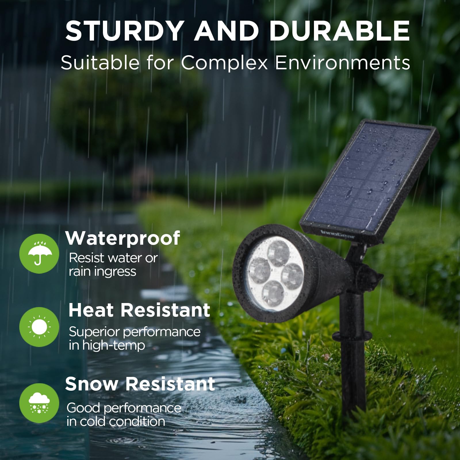 InnoGear Solar Lights Outdoor Waterproof Solar Garden Light for Outside Yard Landscape Lighting Pathway Spot Lights Spotlight Wall Light Auto On/Off, Pack of 6 (Warm White)