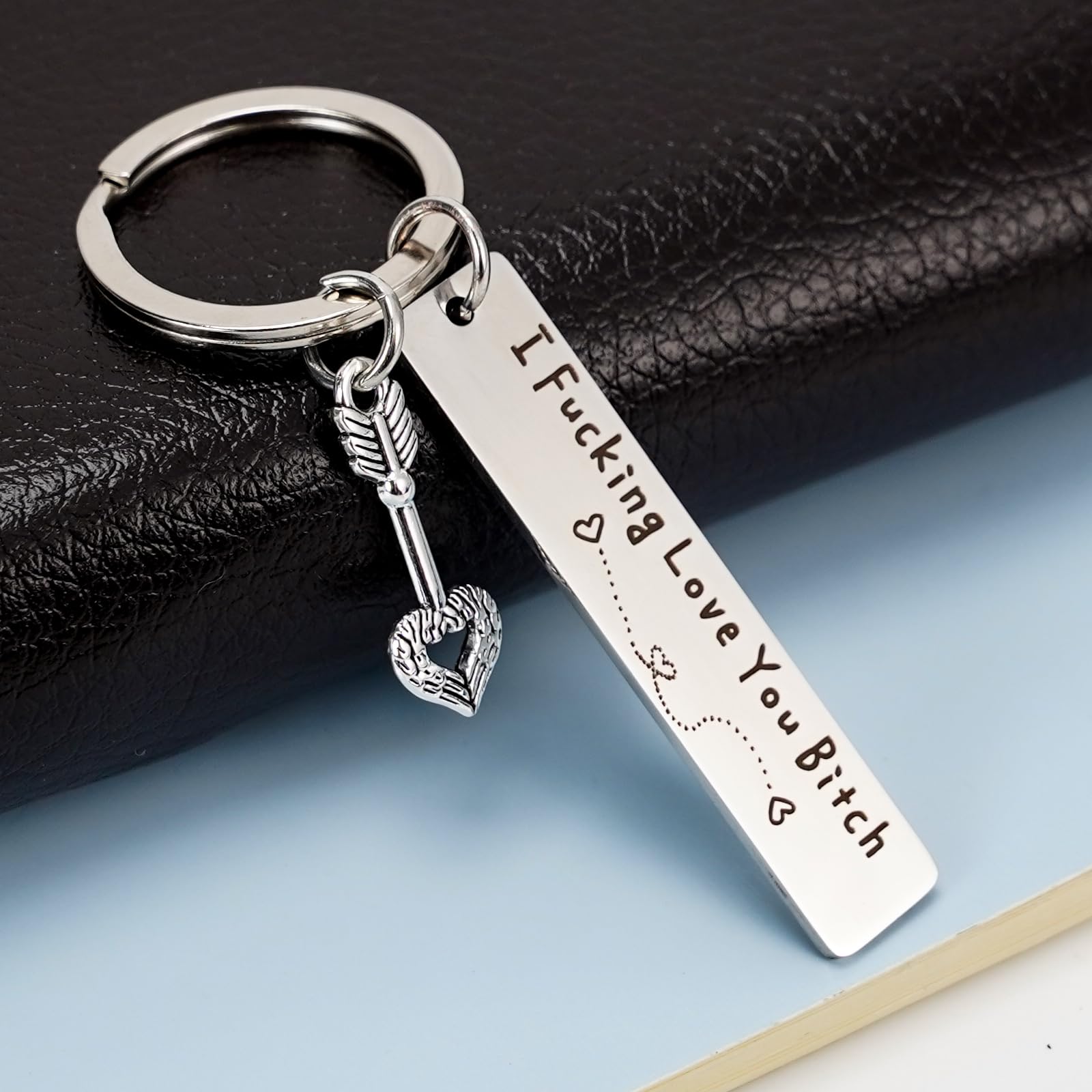Teniinet Best Friend Keychain for Women, Stainless Steel Key Chain Engrave I Fking Love You Bith Birthday Christmas Friendship Gift for Bestie Best Friends Female Bff