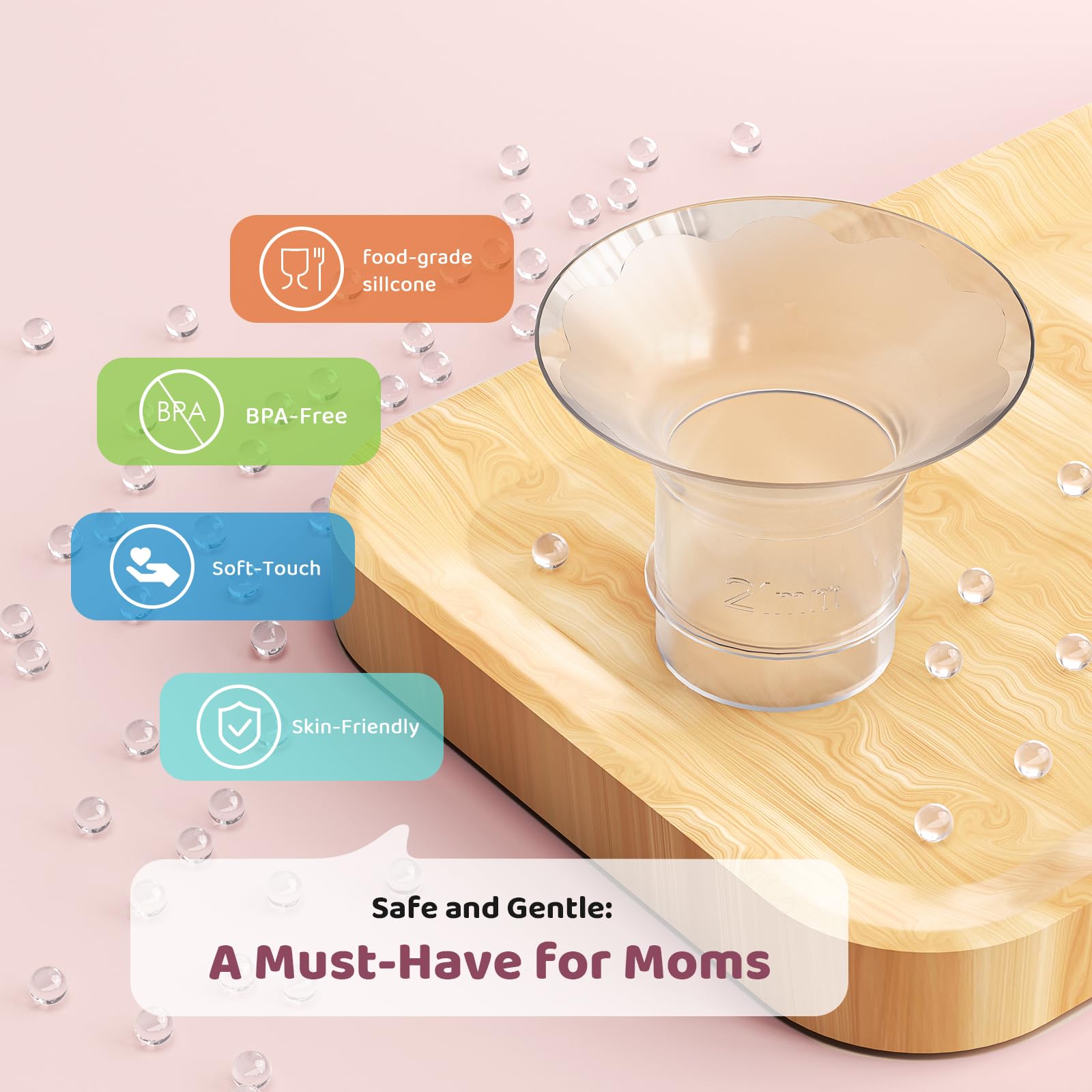 Nursi Luna Flange Sizing Kit 3 in 1 with 10PCS Flange Inserts 13/15/17/19/21mm, Silicone Breast Pump Flanges Insert Kit for 24mm Electric Breast Pump, Pumping Breastfeeding Essentials Kit for New Mom