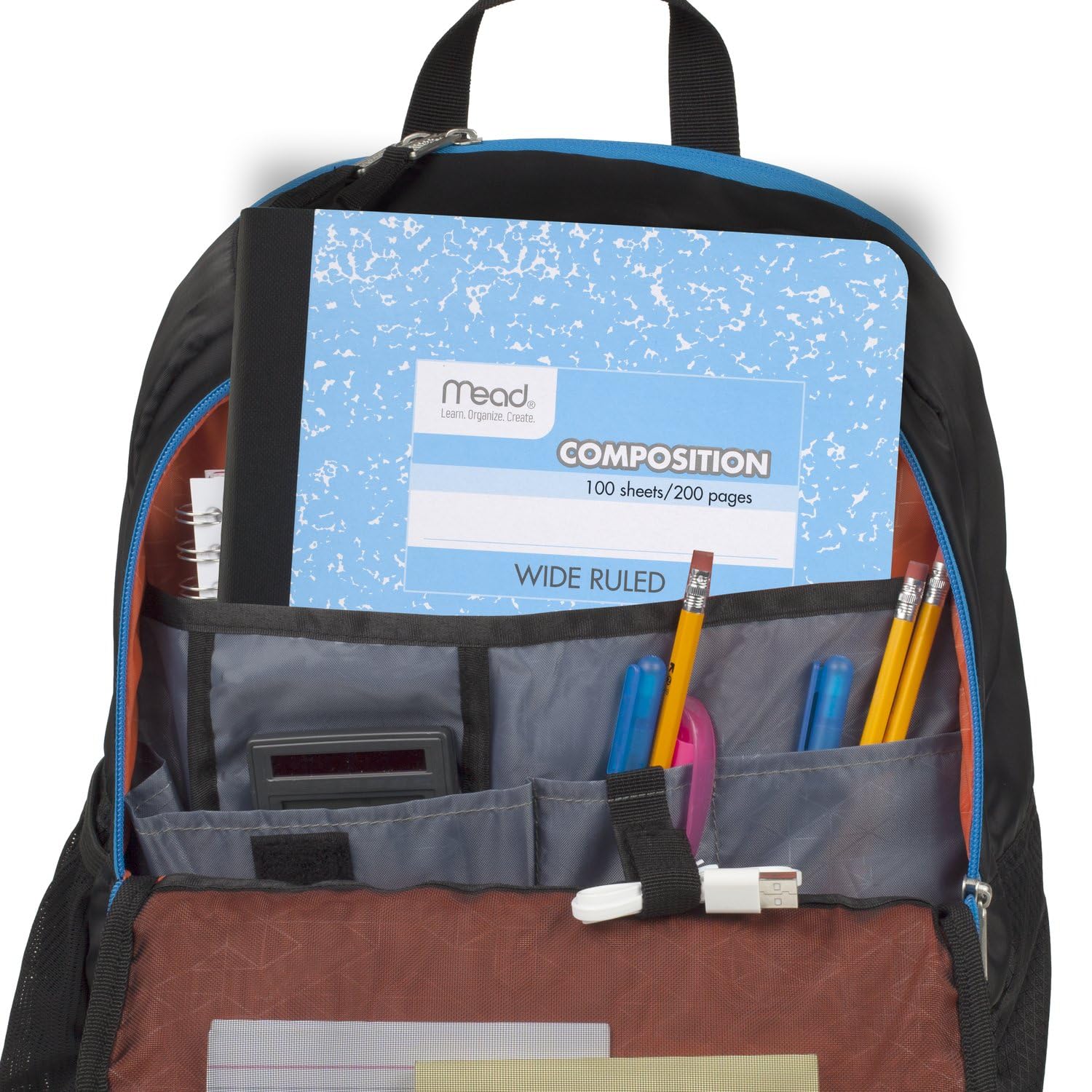 Mead Composition Notebook, 6 Pack, Wide Ruled Paper, 7-1/2" x 9-3/4", 100 Sheets per Comp Book, Assorted Colors (950054-ECM)