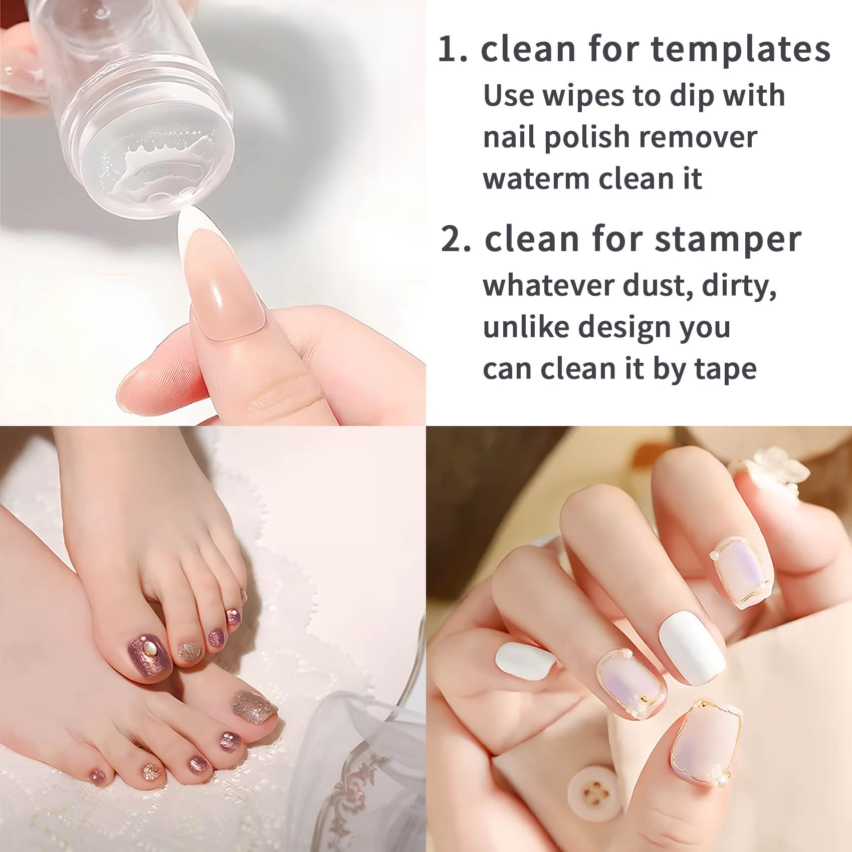 French Tip Tool,Nail Art Stamper Kit for DIY together,Home Manicure Starter Tool Salon(2 PCS)
