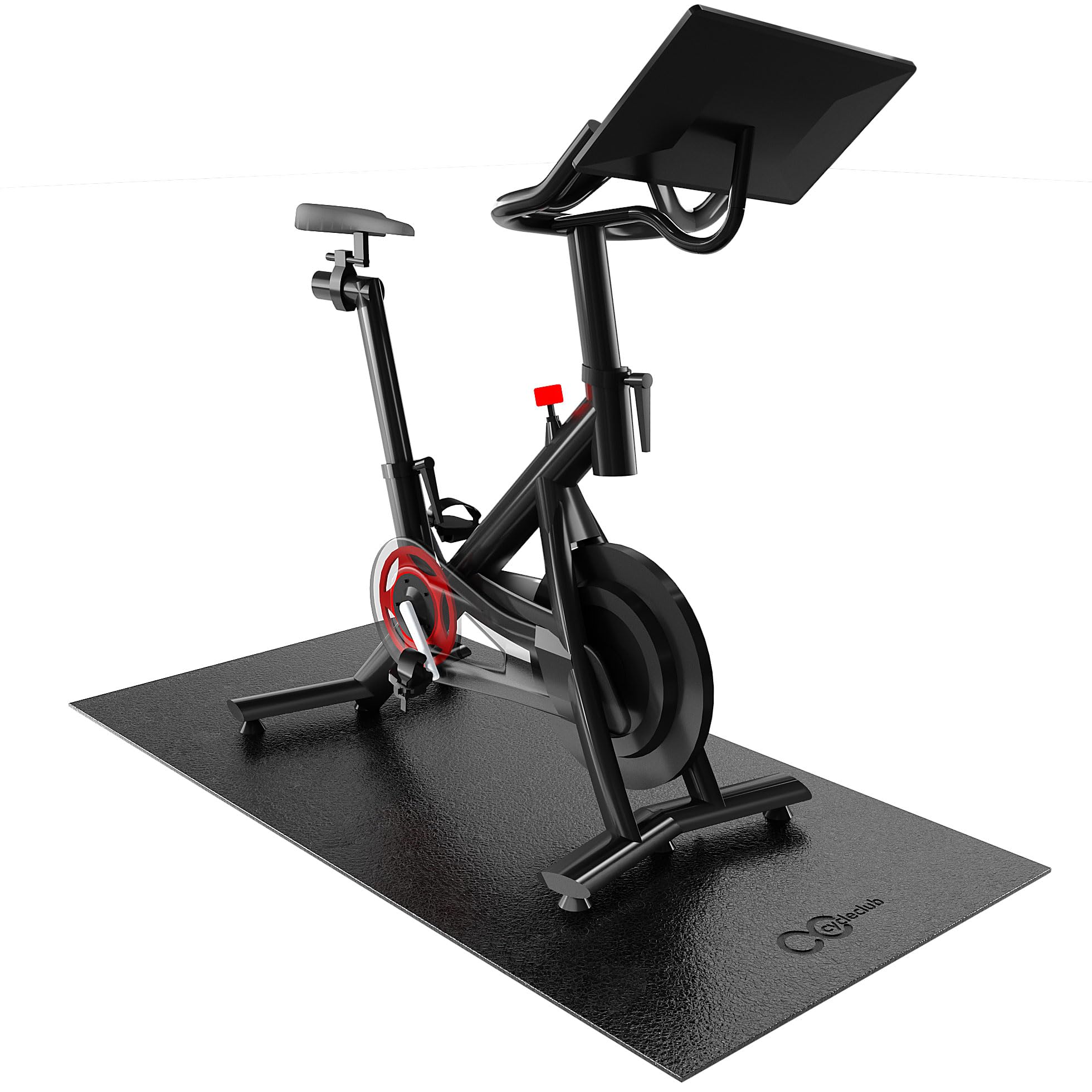 Cycleclub Heimtrainer-Matte – 6 mm dicke Unterlegmatte für stationäre Indoor-Spin-Bikes, Hartholzboden-Teppich – schwarze Fitnessgeräte-Matte