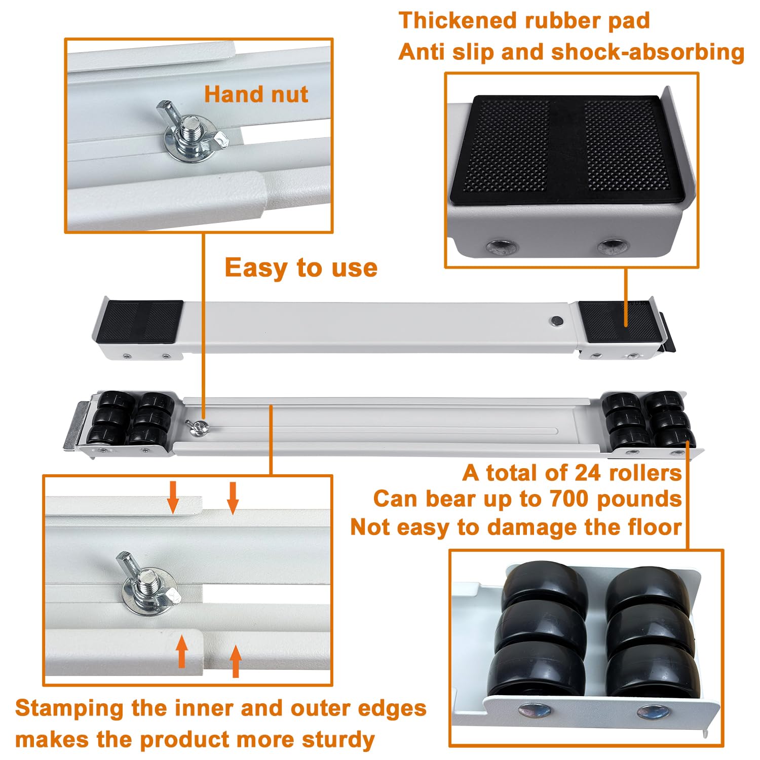 Appliance Rollers Heavy Duty,Max 32in,Second Generation Extendable Appliance Rollers Mobile Washing Machine Base Easily Move Washing Machines, Dryers, Refrigerators, Furniture (White)