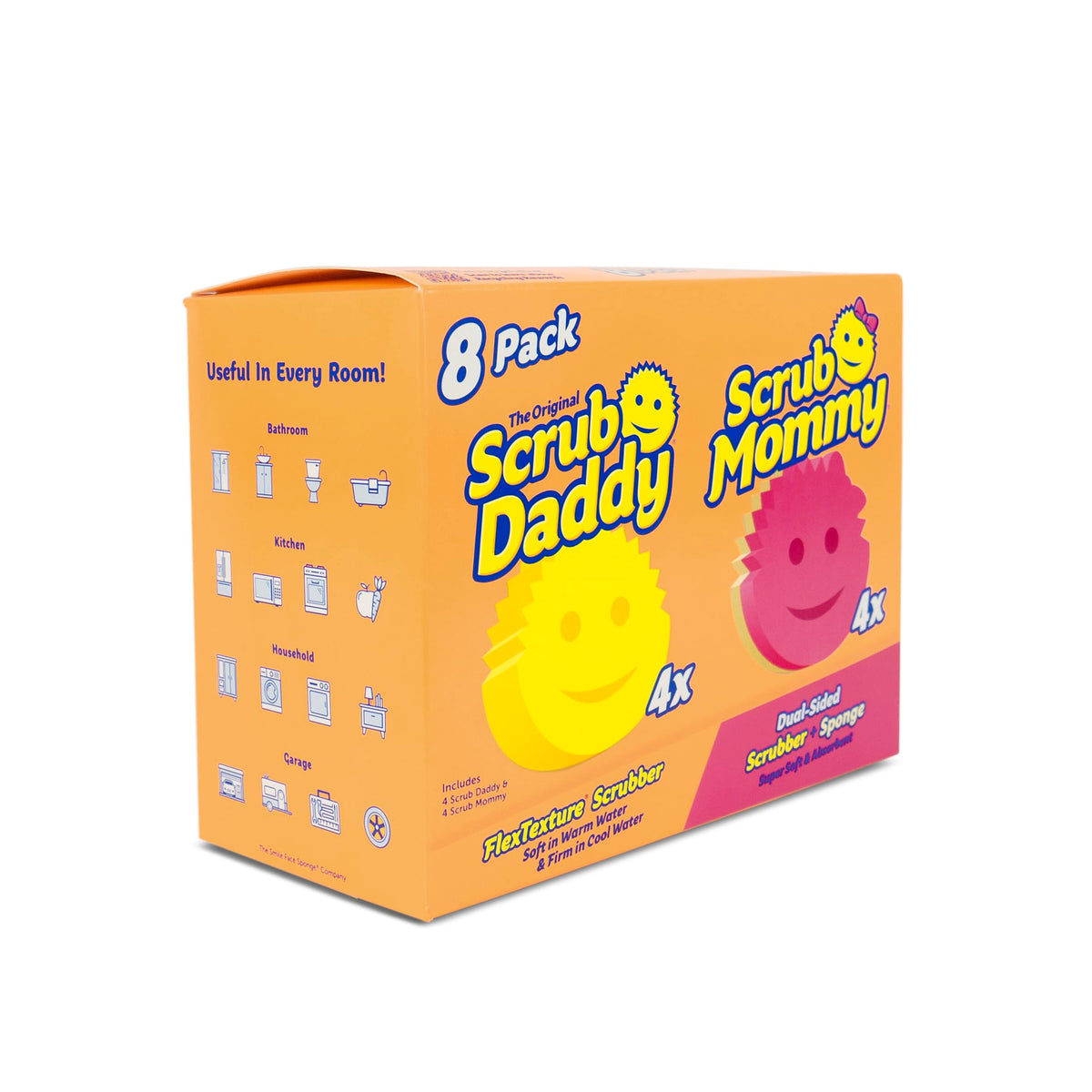 Scrub Daddy 4 Scrub Daddy Schwämme & 4 Scrub Mommy Küchenschwämme – Kratzfrei für Geschirr & Mehrzweckreinigung – BPA-frei & hergestellt mit Polymerschaum – Flecken- & Geruchsresistent (8er-Pack)