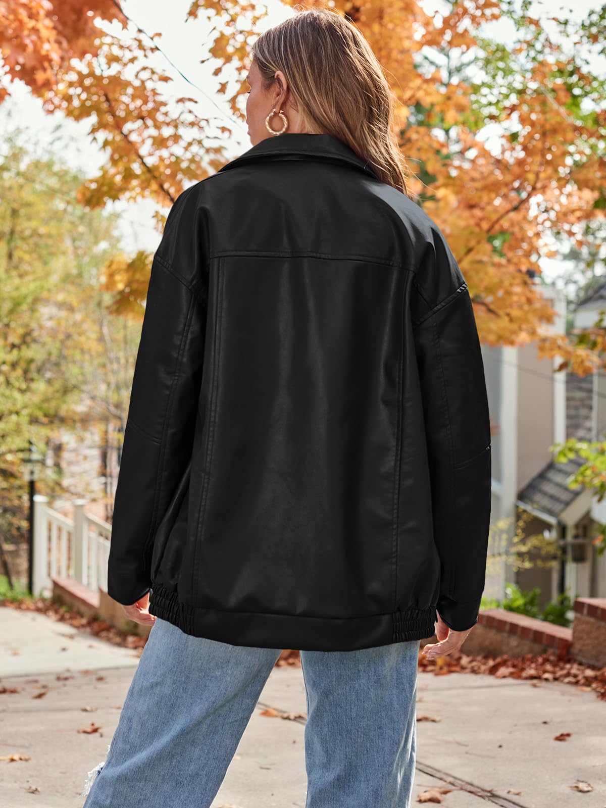 AUTOMET Womens Oversized Leather Jackets Faux Suede Fall Fashion Motorcycle Coats Winter Outfits Clothes Y2k Tops Black S