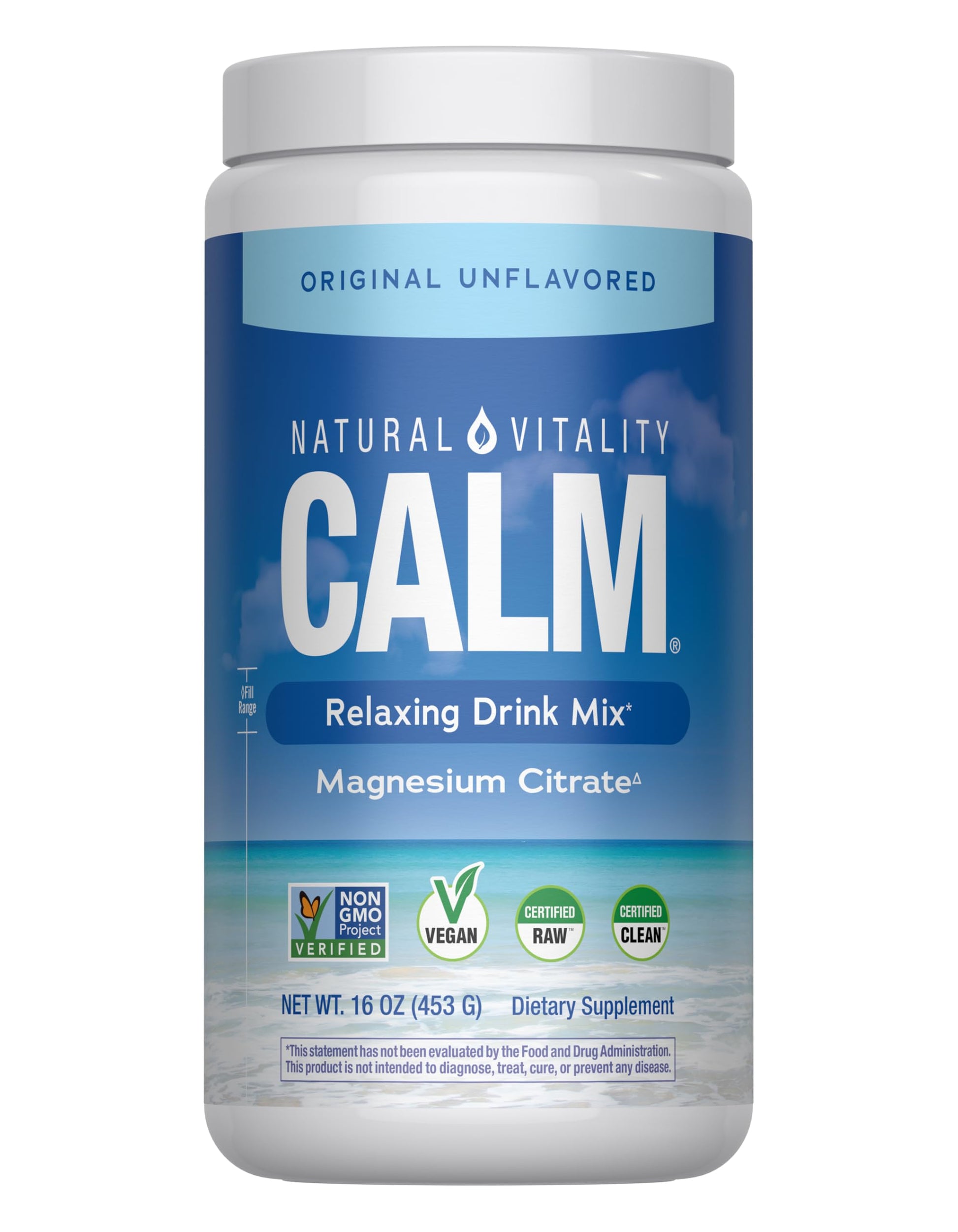 Natural Vitality Calm, Magnesium Supplement, Anti-Stress Drink Mix Powder, Gluten Free, Vegan, & Non-GMO, Original Unflavored, 16 oz