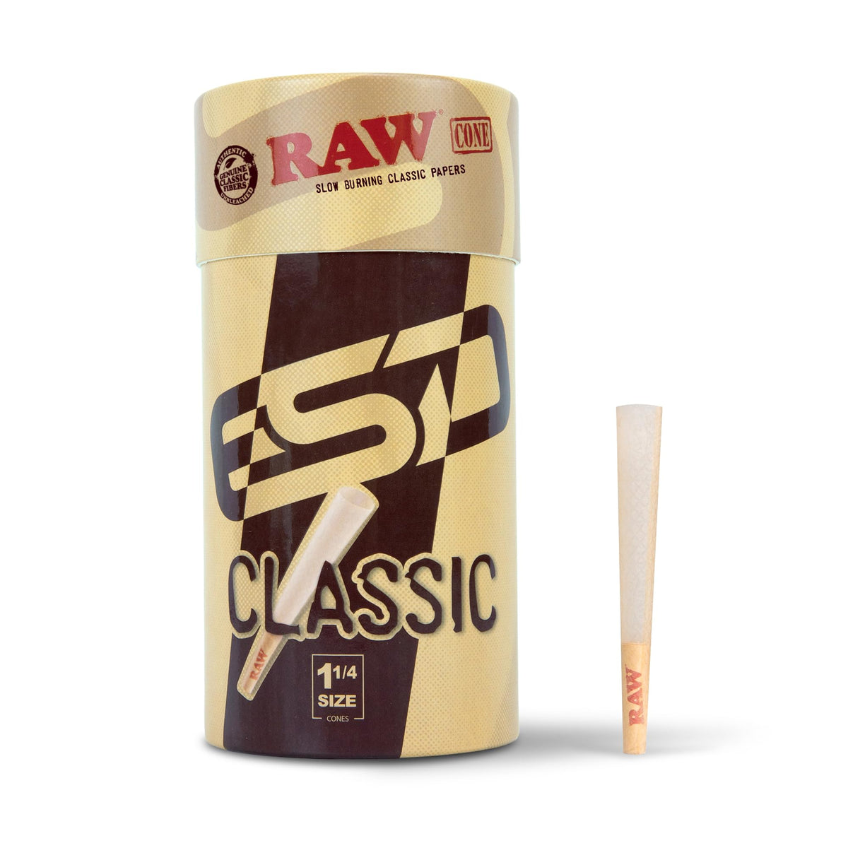 RAW Classic 1 1/4 Slow Burning Pre-Rolled Cones – 100er-Pack mit Tips & Stopfröhrchen