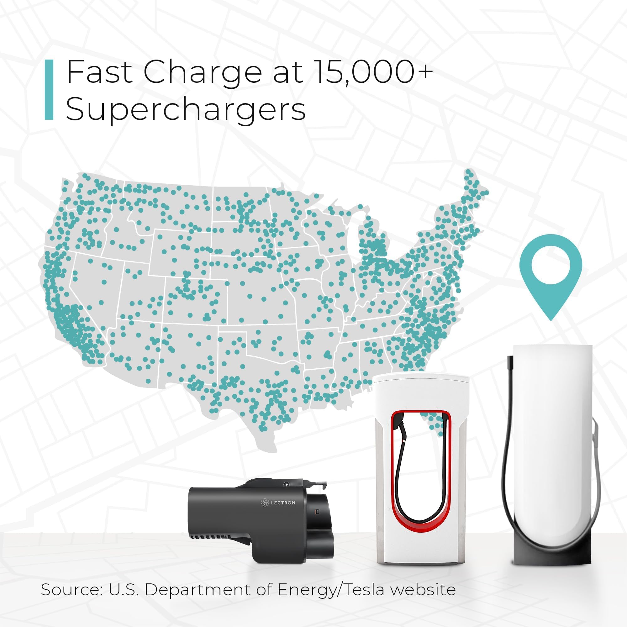 Lectron NACS to CCS Electric Vehicle Adapter - 500 Amps / 1,000V - Compatible with Tesla Superchargers - Fast Charge CCS1 EVs with Vortex Plug [Check with Your Automaker for Compatibility]