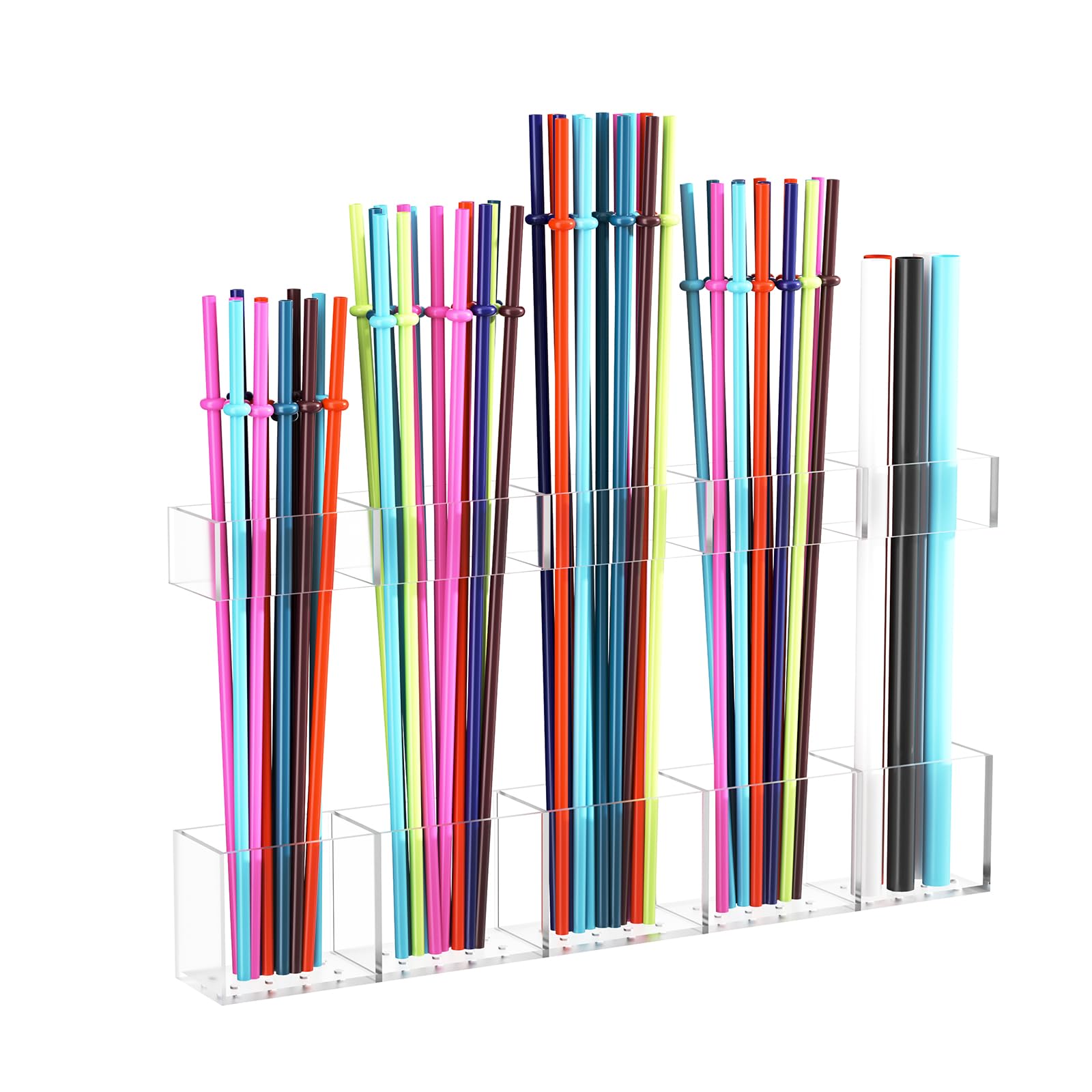 HSFTEC Straw Holder for Cabinet Door, Reusable Tumbler Straw Organizer Storage Container Mount for Kitchen Counter Cupboard Door (Transparent, 1 pack)
