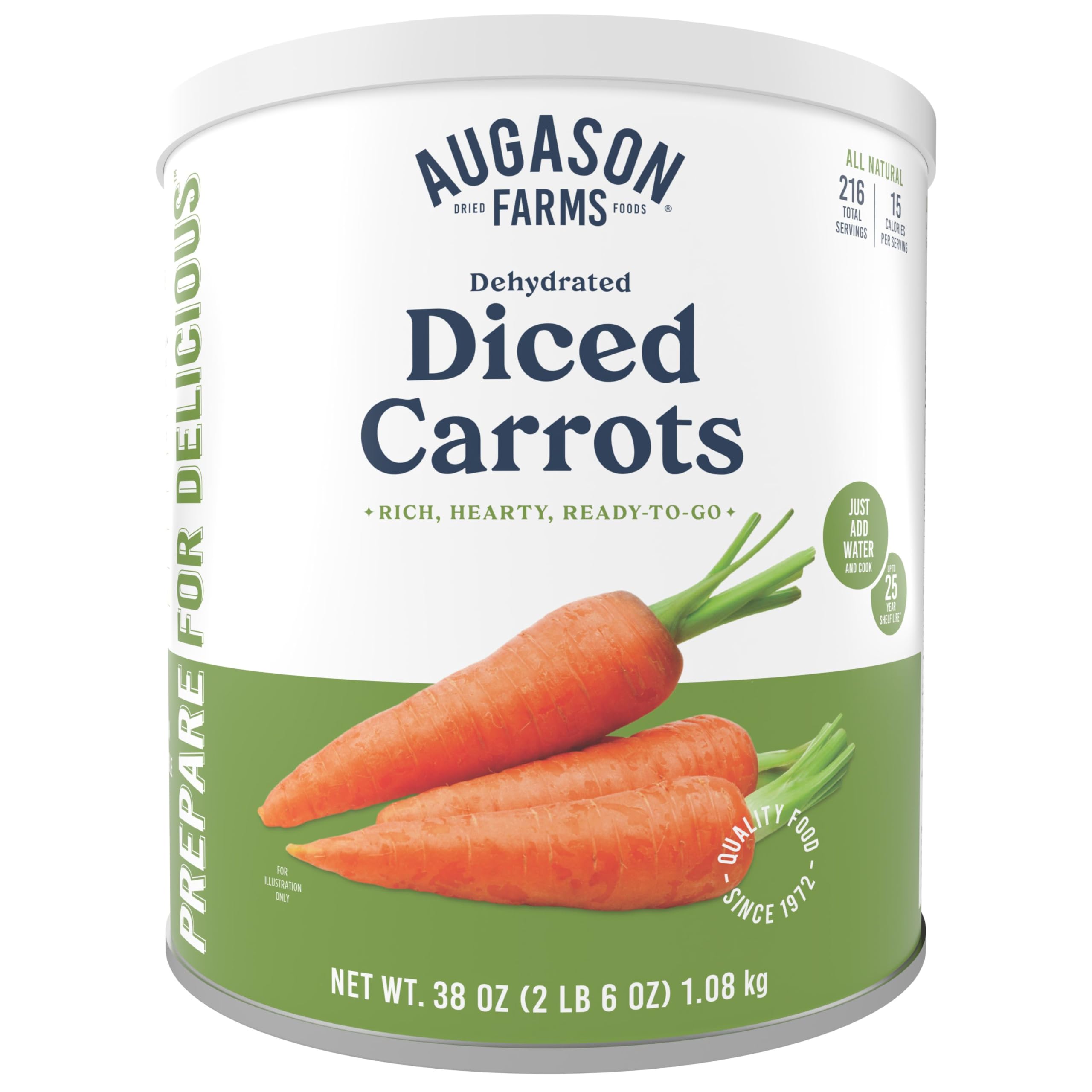 Augason Farms Dehydrierte gewürfelte Karotten, Notfallnahrung, Alltagsmahlzeiten, 216 Portionen