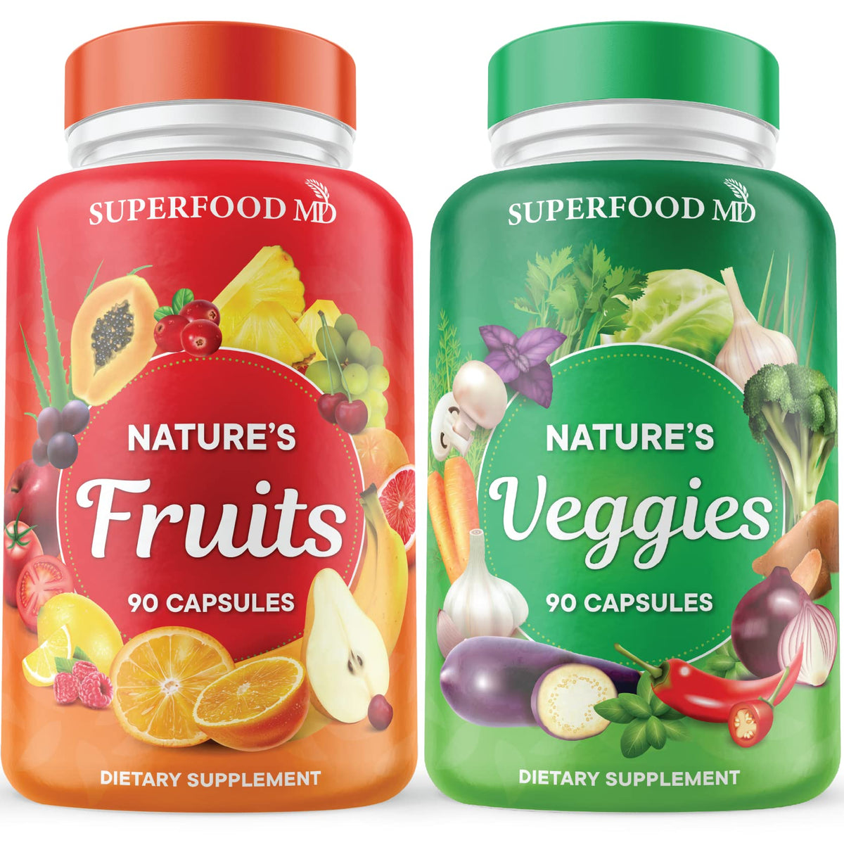 Superfood MD Früchte & Gemüse Nahrungsergänzungsmittel – Natürliche Vollwert-Superfoods – Unterstützt das Energieniveau, mit Aloe Vera – Sojafrei – 90 Stück (2er Pack)