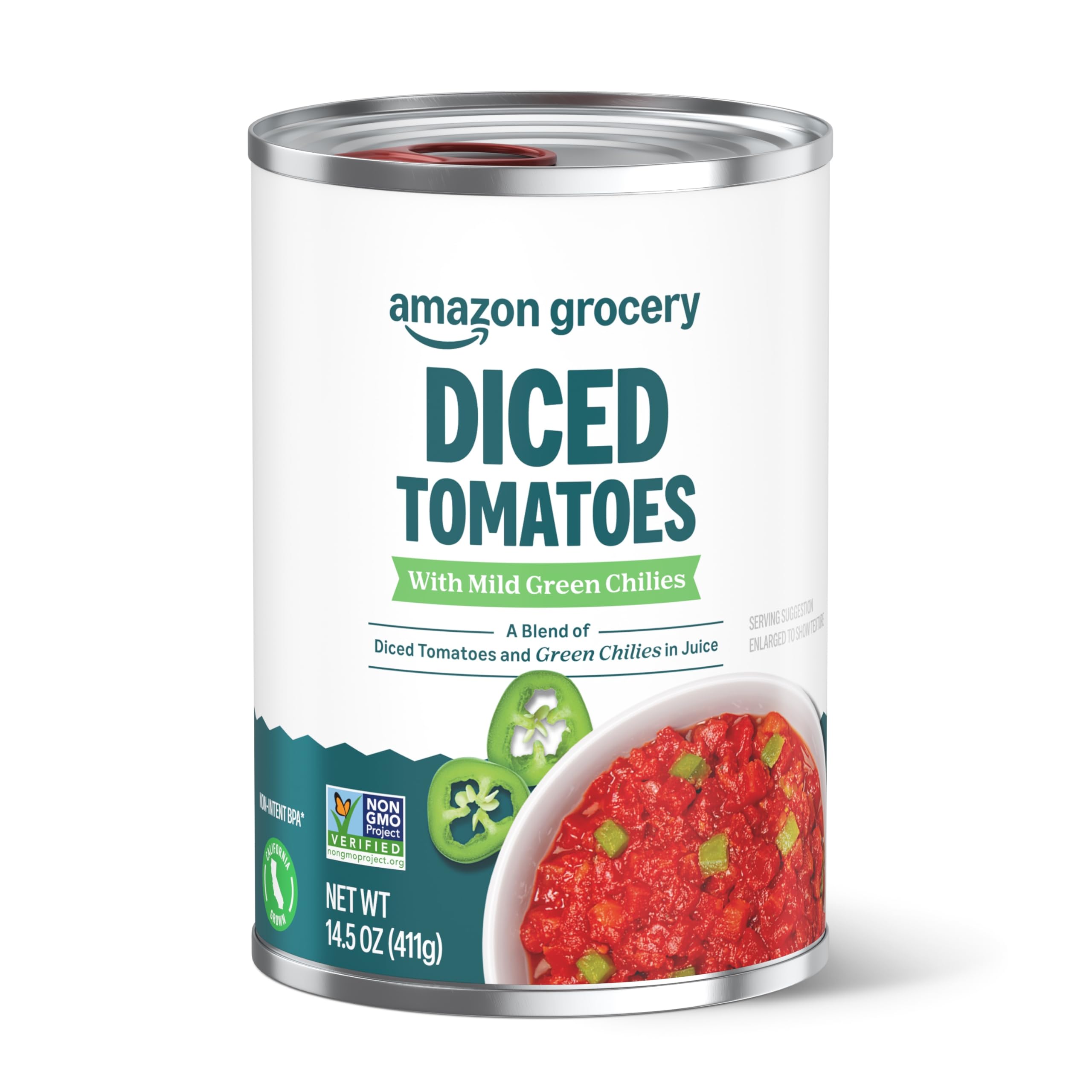 Grocery, Diced Tomatoes with Mild Green Chilies, 14.5 Oz (Previously Fresh, Packaging May Vary)