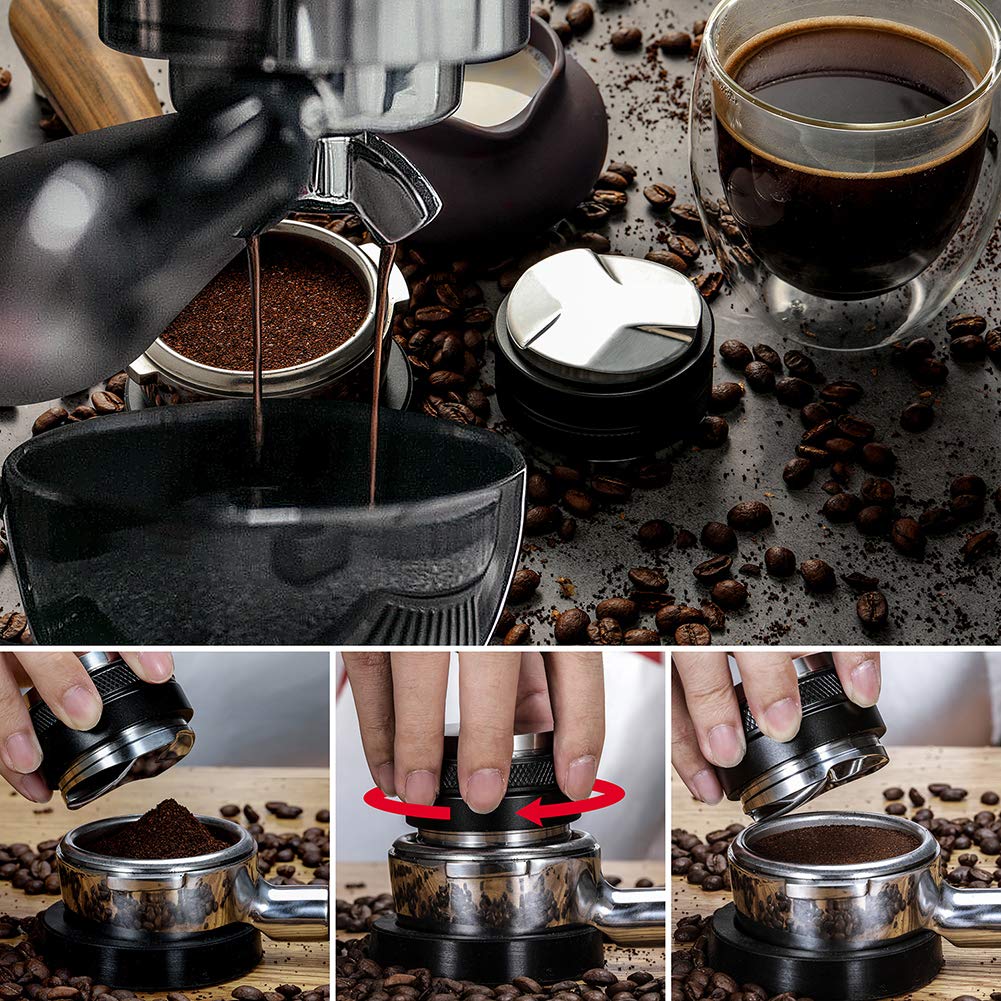 MATOW 53mm Coffee Distributor and Tamper, Dual Head Coffee Leveler Compatible with Breville 54mm Portafilter, Adjustable Depth- Professional Espresso Hand Tampers