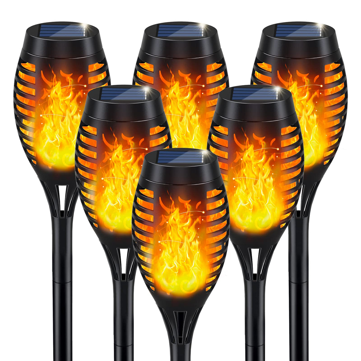 IkeeRuic Solar Lights Outdoor, Solar Torch Light with Flickering Flame for Halloween Decor, Solar Garden Lights, Waterproof Outdoor Lighting, Flame Torches for Outside Patio Pathway Yard Decorations